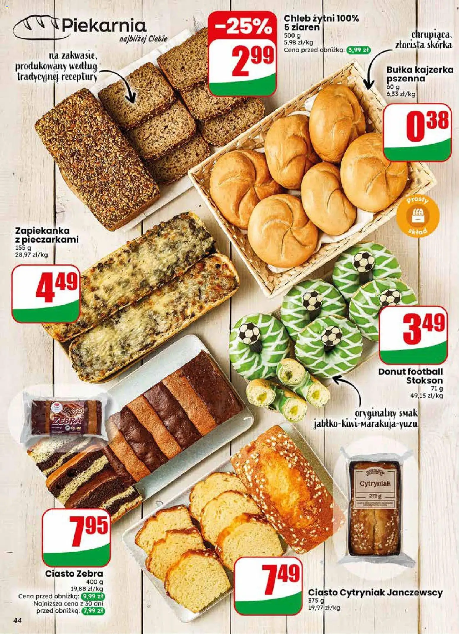 Dino gazetka od 10.06.2026 | Strona: 44 | Produkty: Ciasto, Zapiekanka, Chleb żytni, Donut