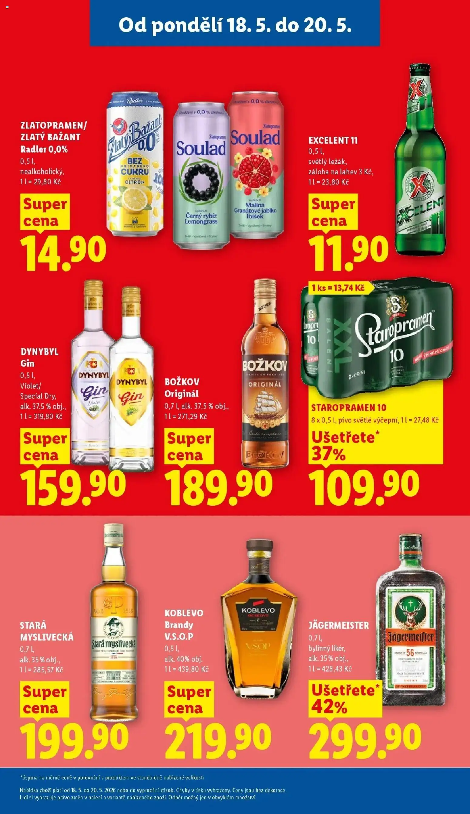 Lidl aktuální leták od 18.05.2026 | Strana: 29 | Produkty: Staropramen 10, Jägermeister, Granátové jablko, Gin