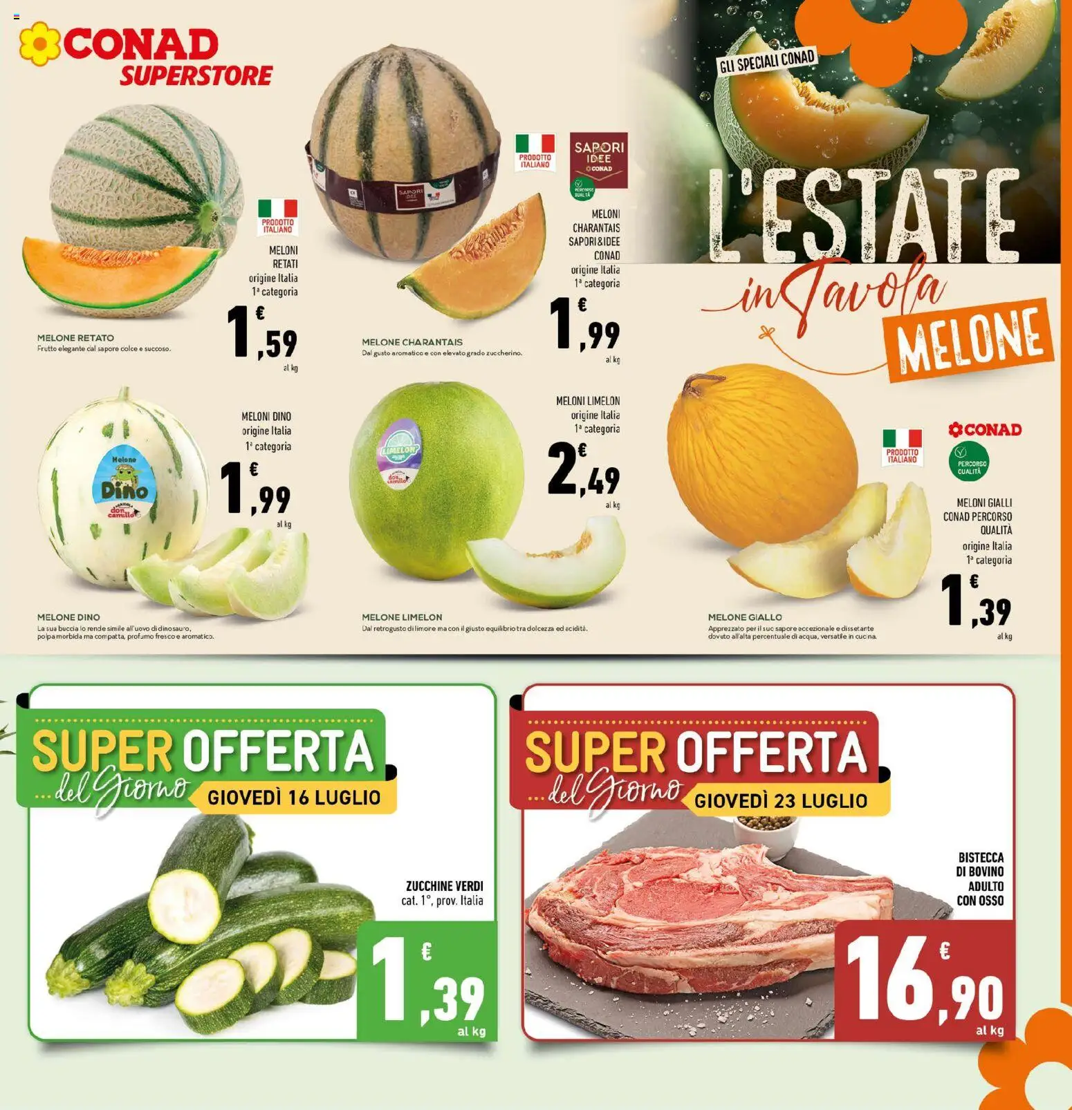Volantino Conad del 15/07/2026 | Pagina: 7 | Prodotti: Limone, Melone, Zucchine, Profumo