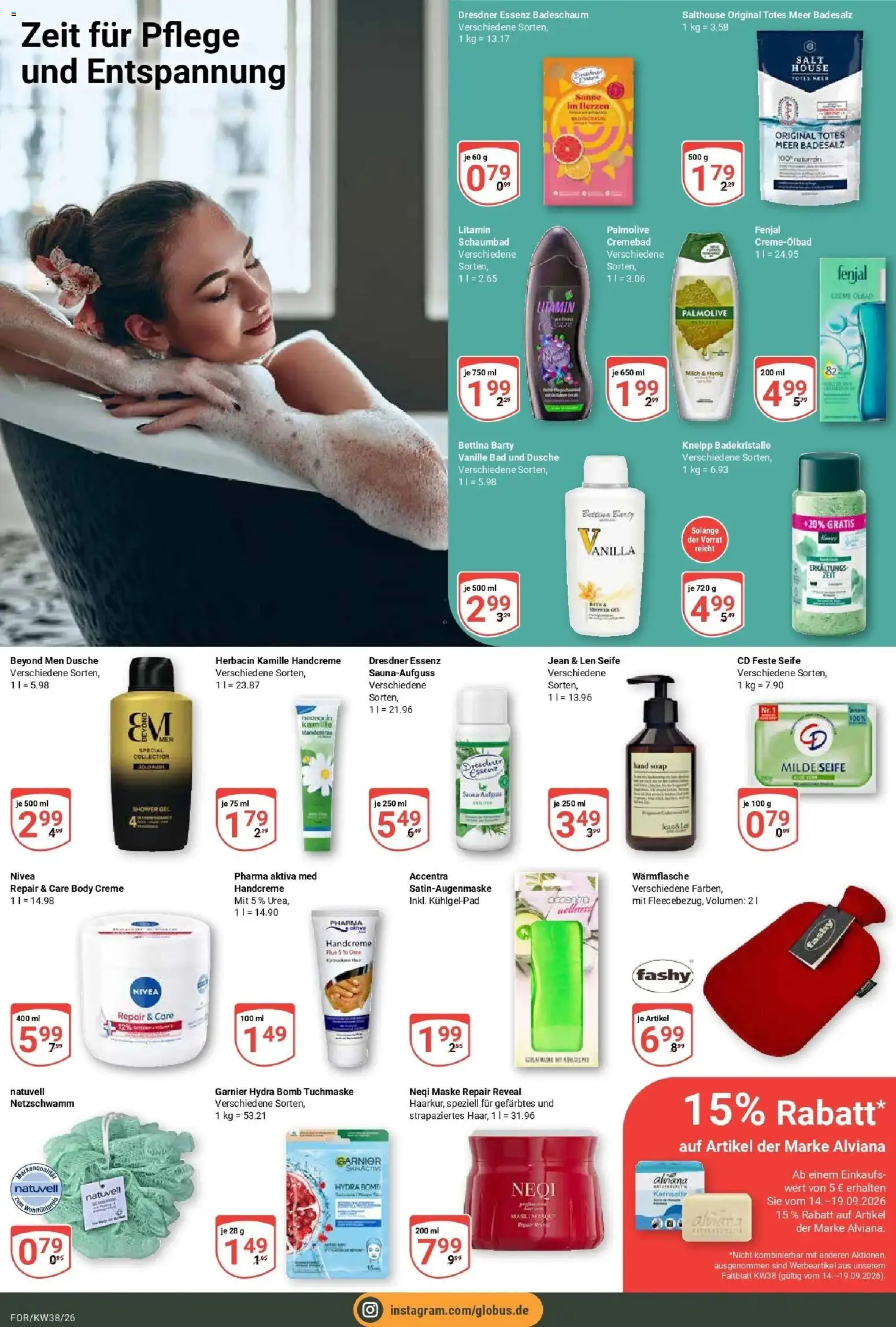 Globus Prospekt Forchheim (ab 14.09.2026) » Angebote online | Seite: 20 | Produkte: Bad, Dusche, Handcreme, Tuchmaske
