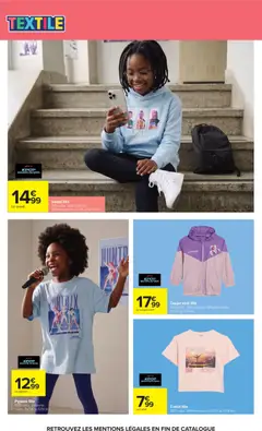 Carrefour - Prévisualisation de Pyjama fille, 100% coton. Différents coloris. Du 5/6 au 13/14 ans. valide à partir de 11/08/2026 | Page: 47 | Produits: Coton, T-shirt, Thé, Pyjama