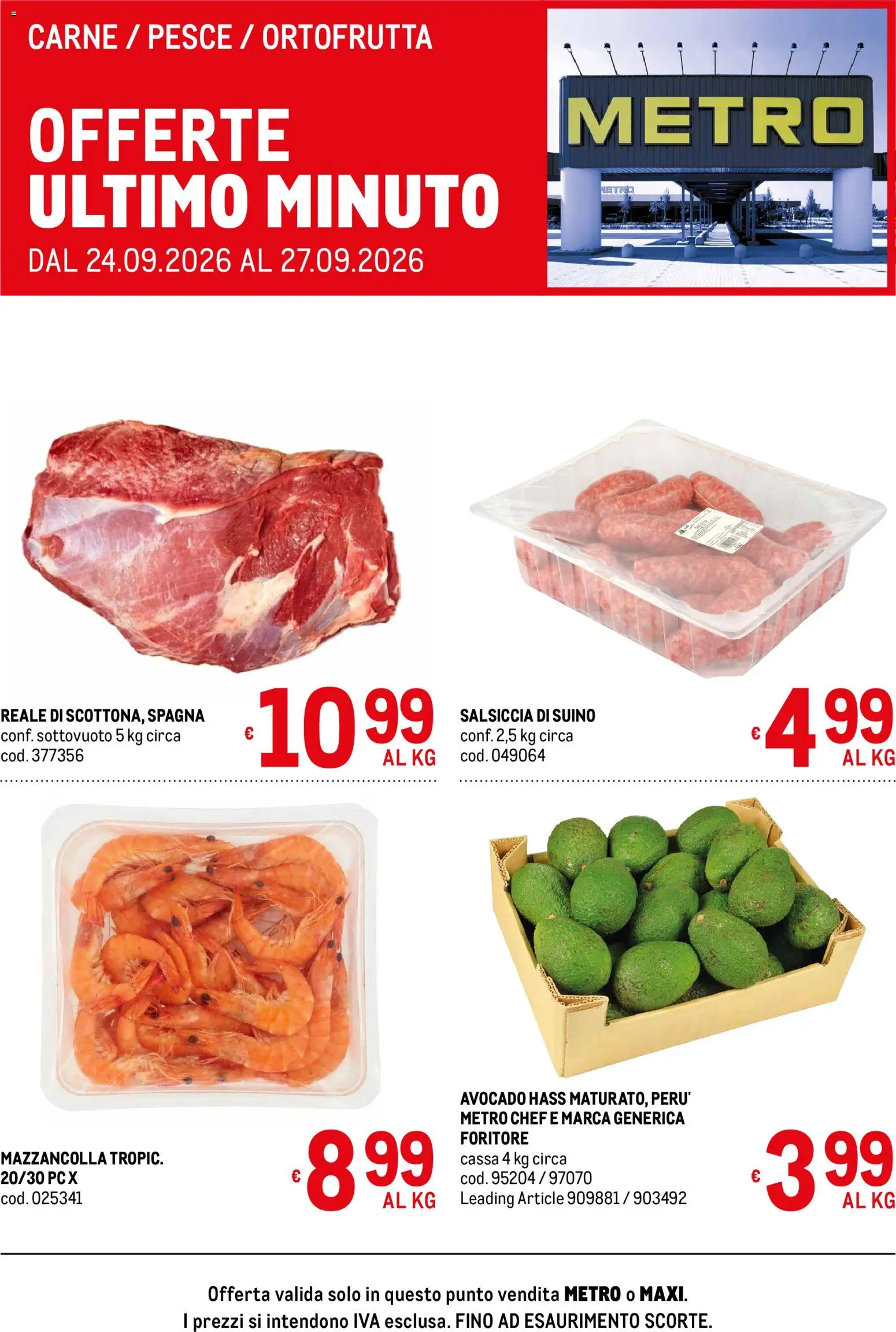 Volantino Metro del 24/09/2026 | Pagina: 1 | Prodotti: Pesce, Suino, Salsiccia, Carne