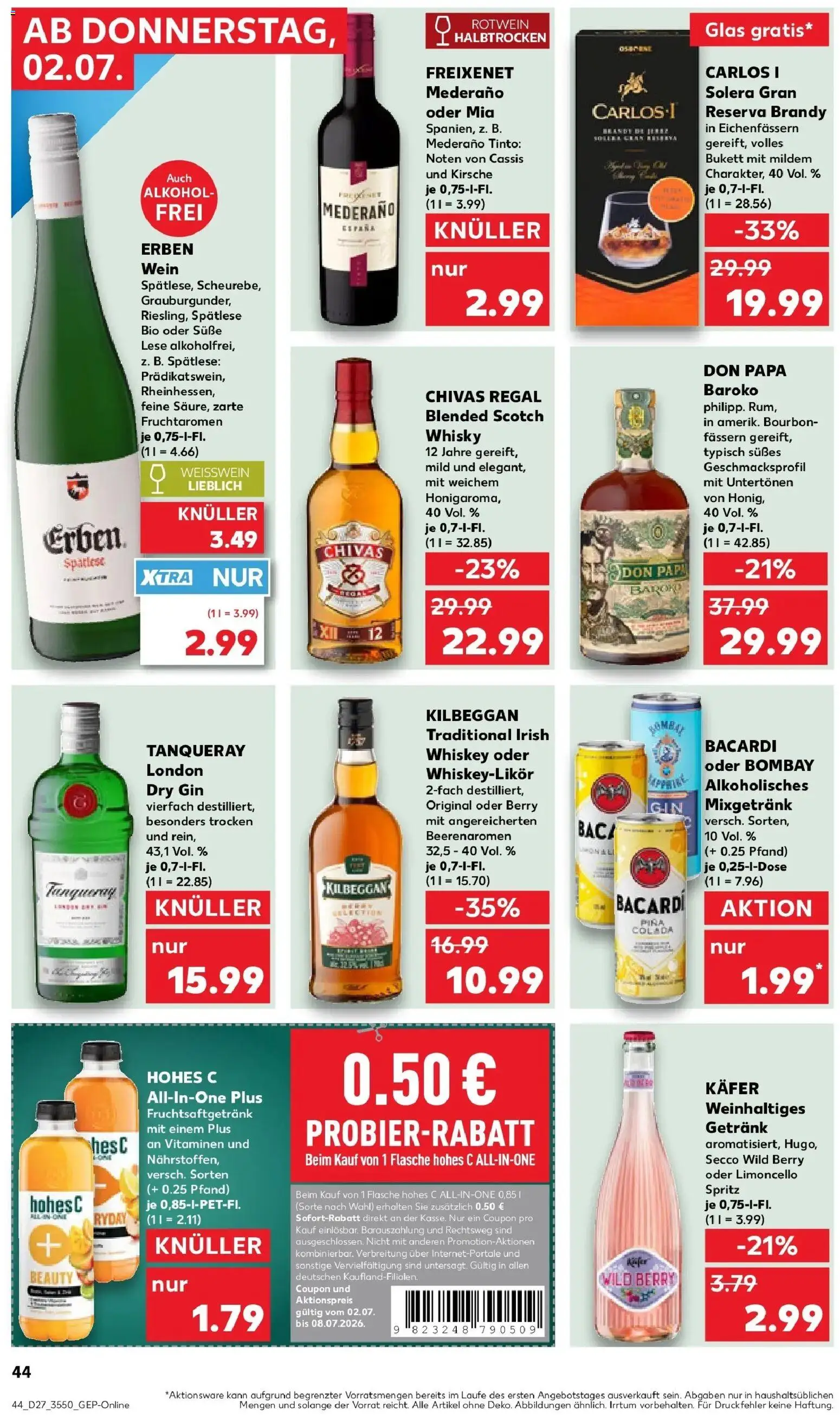 Kaufland Prospekt Großenhain – gültig ab 02.07.2026 | Seite: 44 | Produkte: Weißwein, Rotwein, Gin, Whiskey