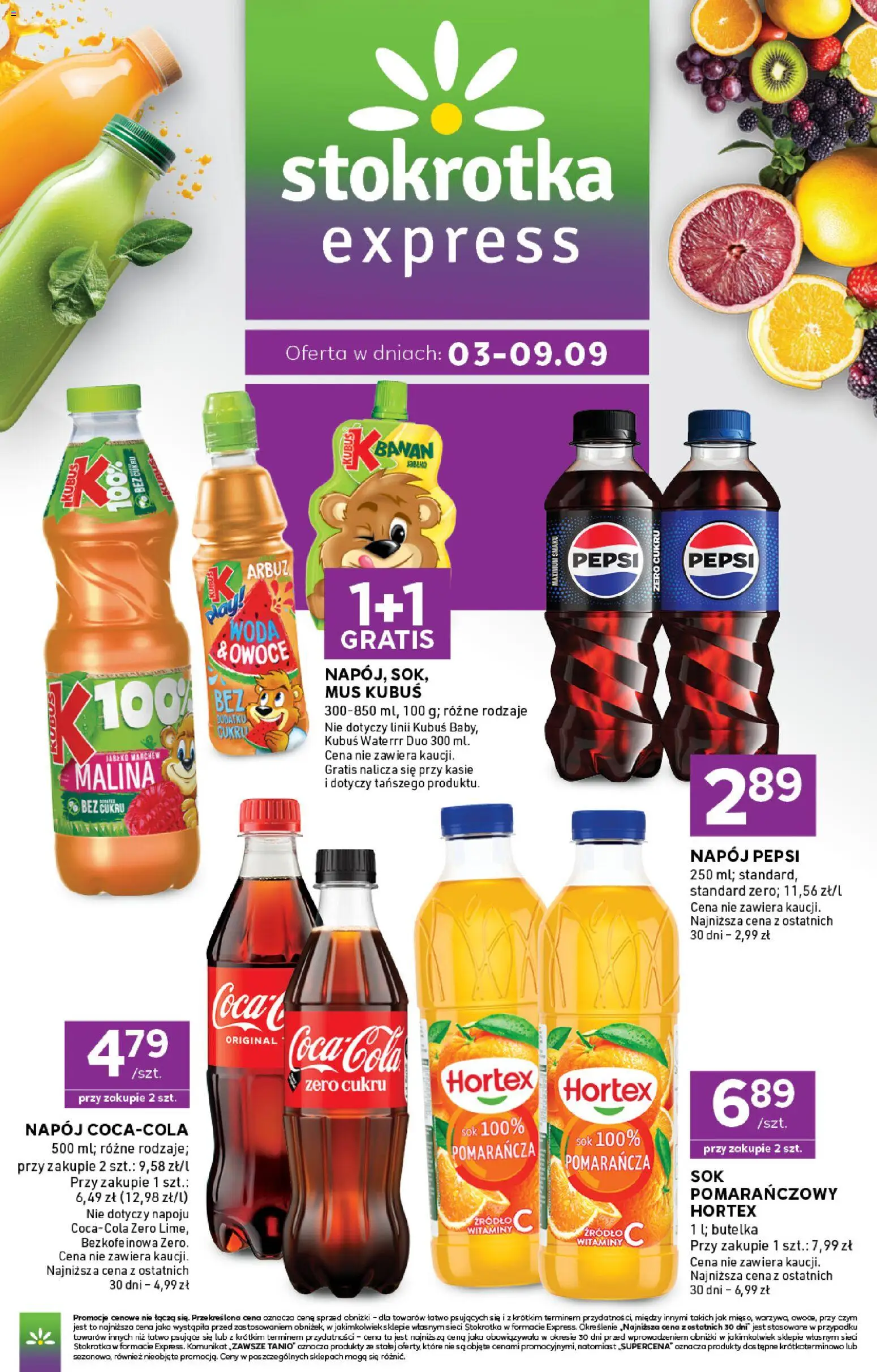 Stokrotka gazetka - Express od 03.09.2026 | Strona: 1 | Produkty: Arbuz, Malina, Stokrotka, Woda