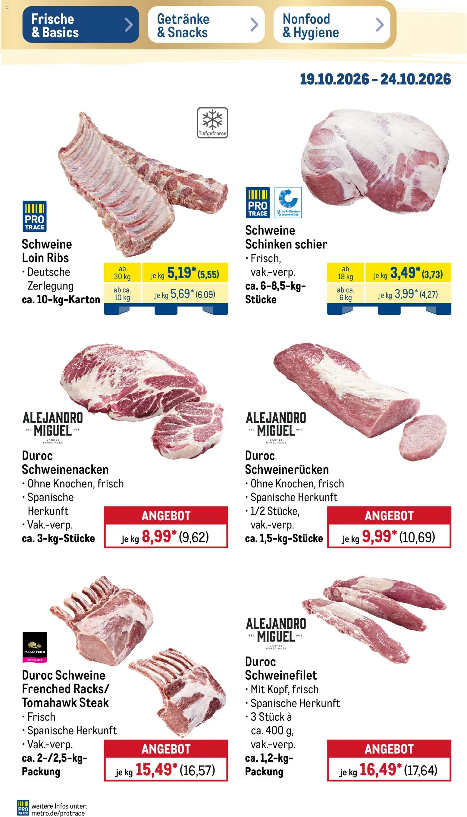 Metro Prospekt – gültig ab 19.10.2026 | Seite: 5 | Produkte: Schweinenacken, Schweinerucken, Schinken, Steak