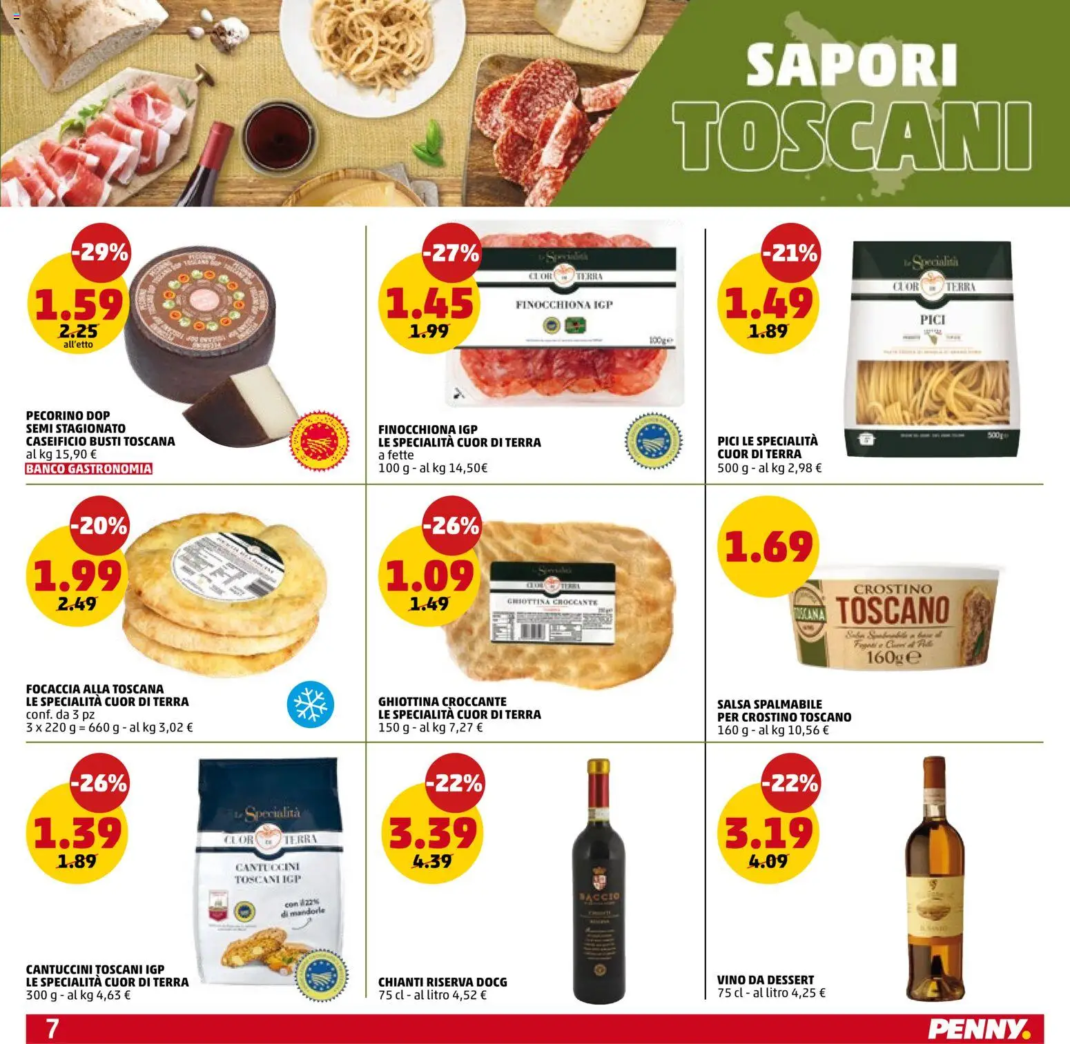 Volantino PENNY del 16/07/2026 | Pagina: 7 | Prodotti: Focaccia, Biscotti, Vino, Pecorino