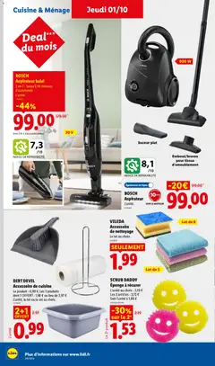LIDL - Prévisualisation de Aspirateur balai, 2 en 1 - Jusqu'à 44 minutes d'autonomie L'unité. valide à partir de 01/10/2026 | Page: 42