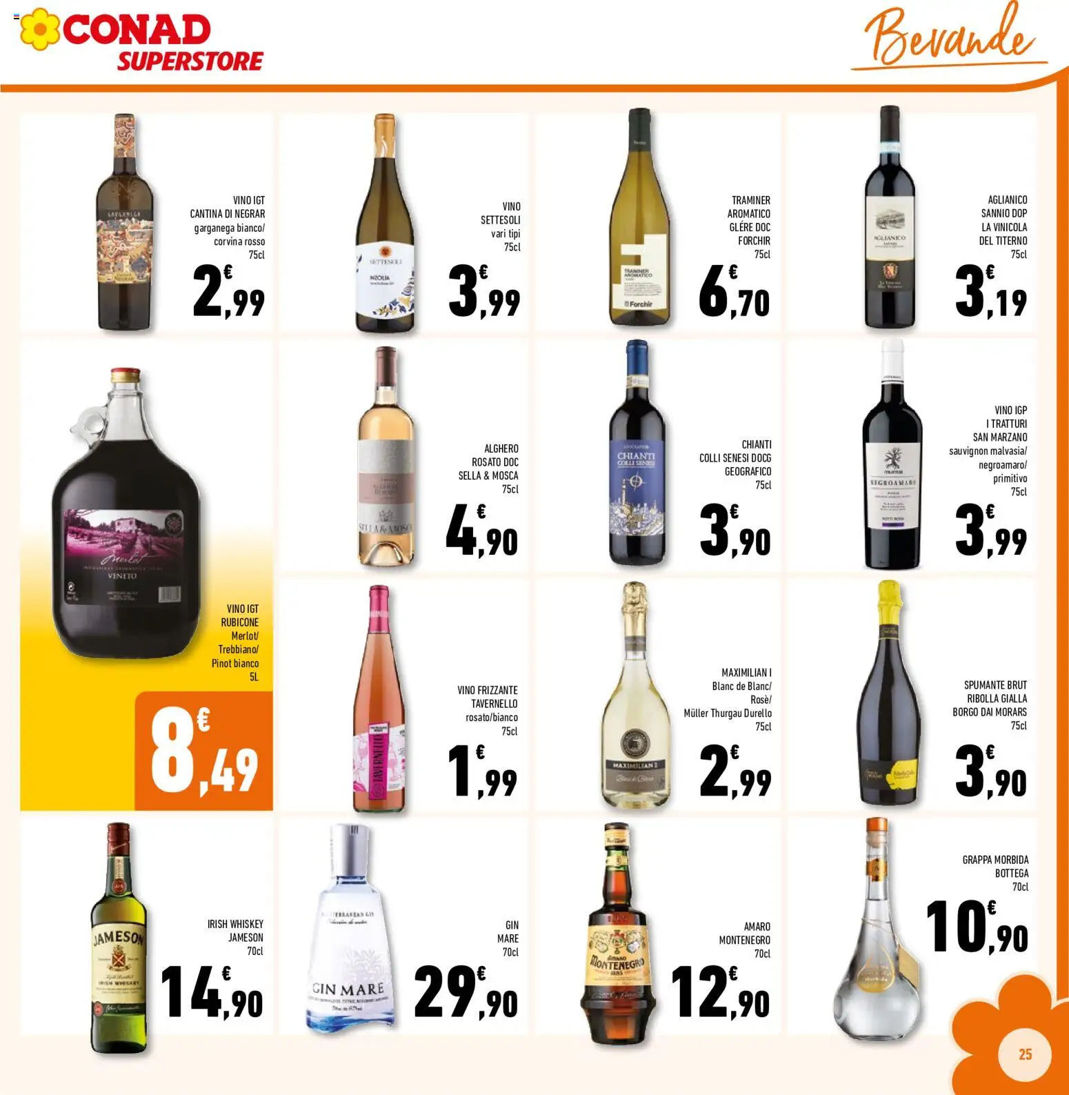 Volantino Conad del 09/09/2026 | Pagina: 25 | Prodotti: Gin, Vino, Spumante, Jameson