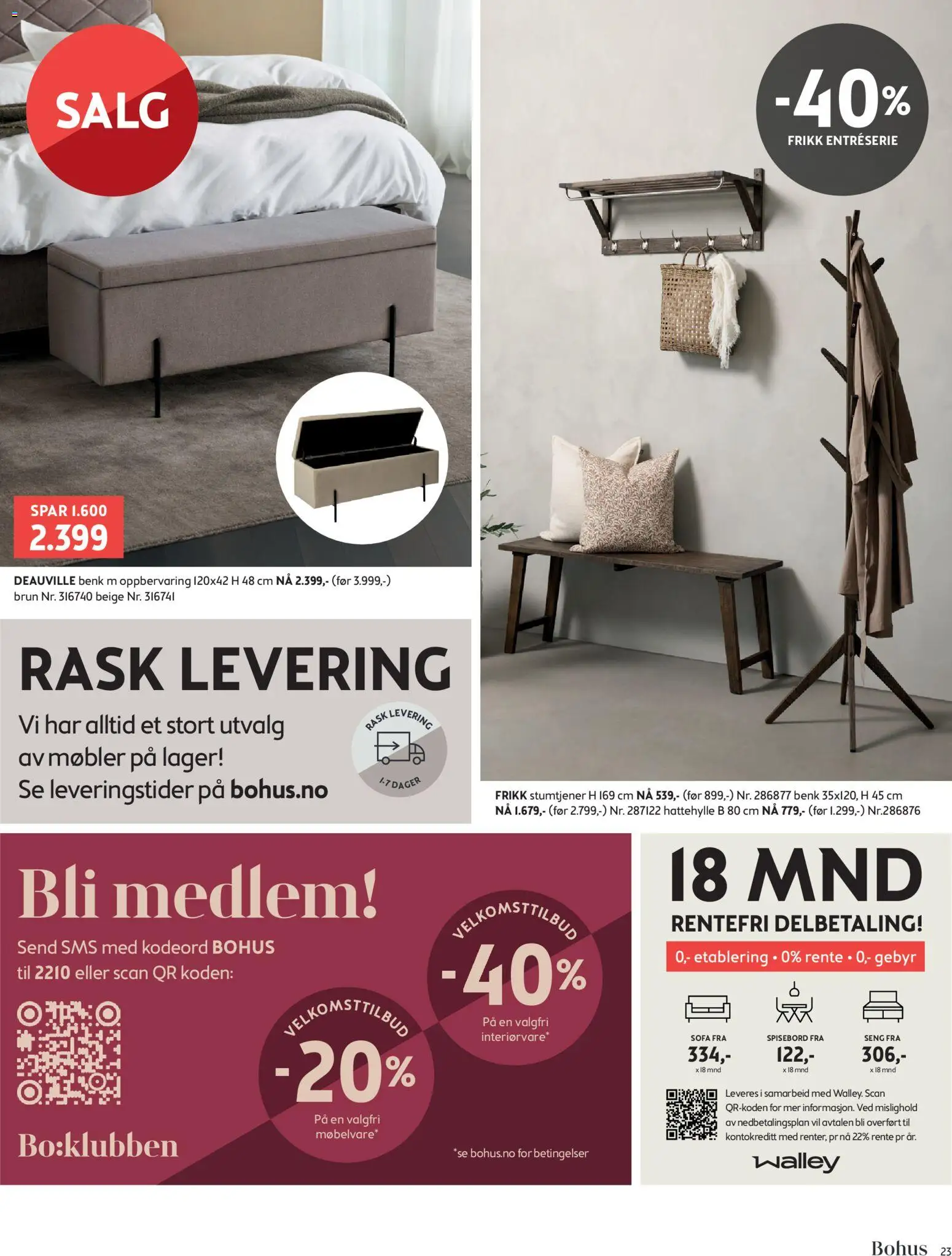 {H1} | Side: 23 | Produkter: Spisebord, Benk, Stumtjener, Sofa