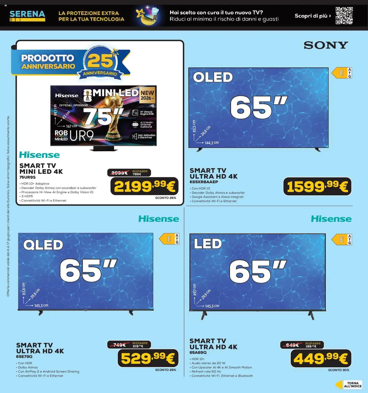 Volantino Euronics del 04.06.2026 | Pagina: 44 | Prodotti: smart TV, Soundbar, TV, Audio