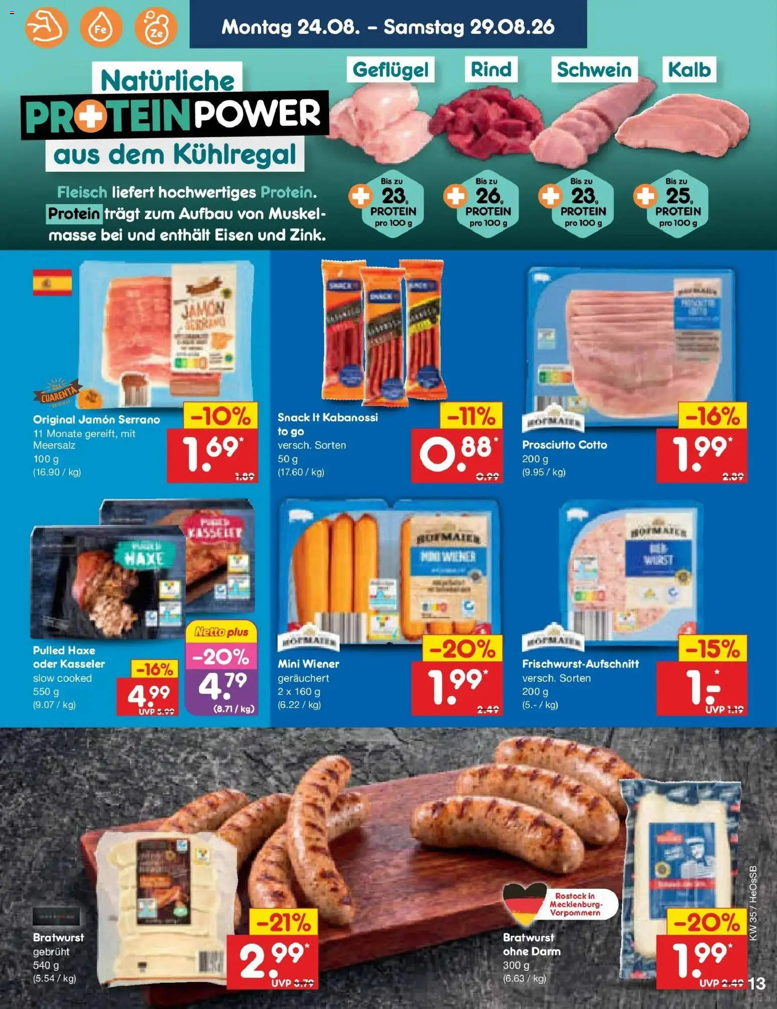 Netto Marken-Discount Prospekt Rostock – gültig ab 24.08.2026 | Seite: 19 | Produkte: Bratwurst, Fleisch