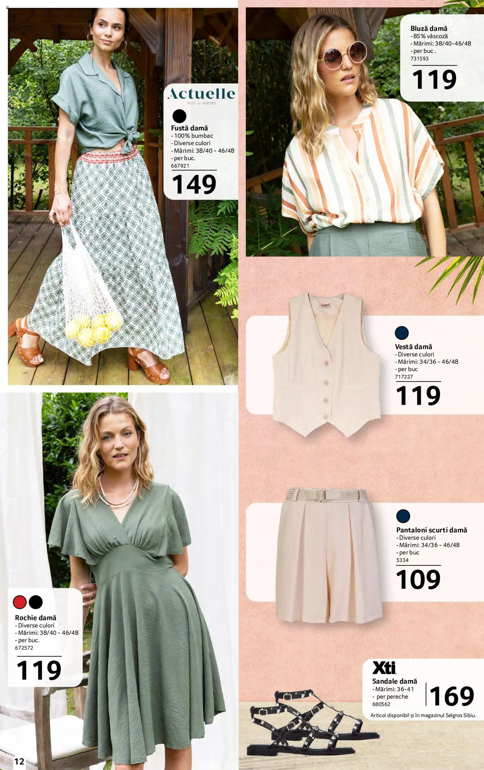 Noul catalog Selgros – valabil de la 15.05.2026 | Pagină: 12 | Produse: Rochie, Vestă, Pantaloni, Pantaloni scurți