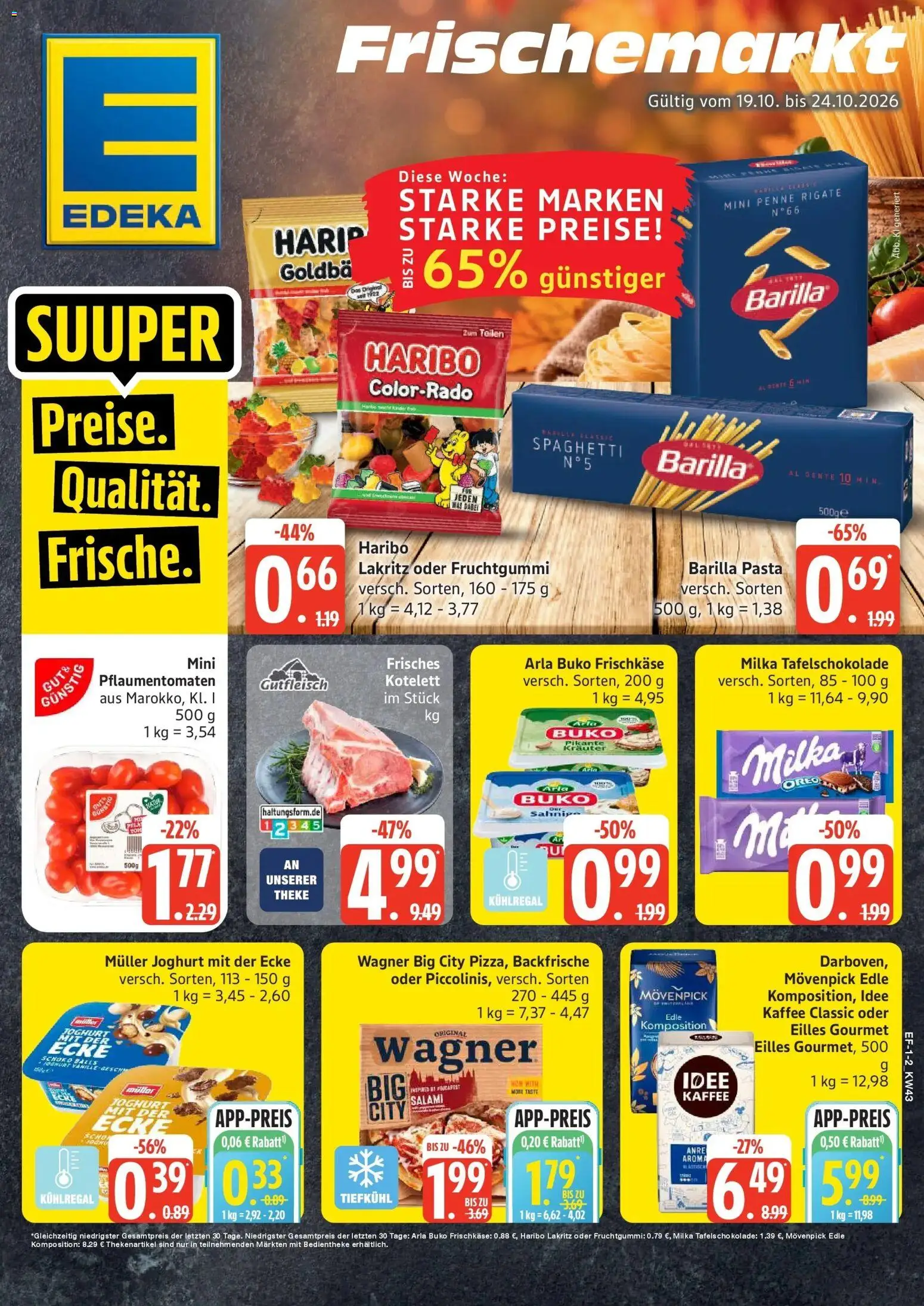 Edeka Prospekt Rendsburg (ab 19.10.2026) » Angebote Online | Seite: 1 | Produkte: Joghurt, Barilla, Arla buko, Frischkase