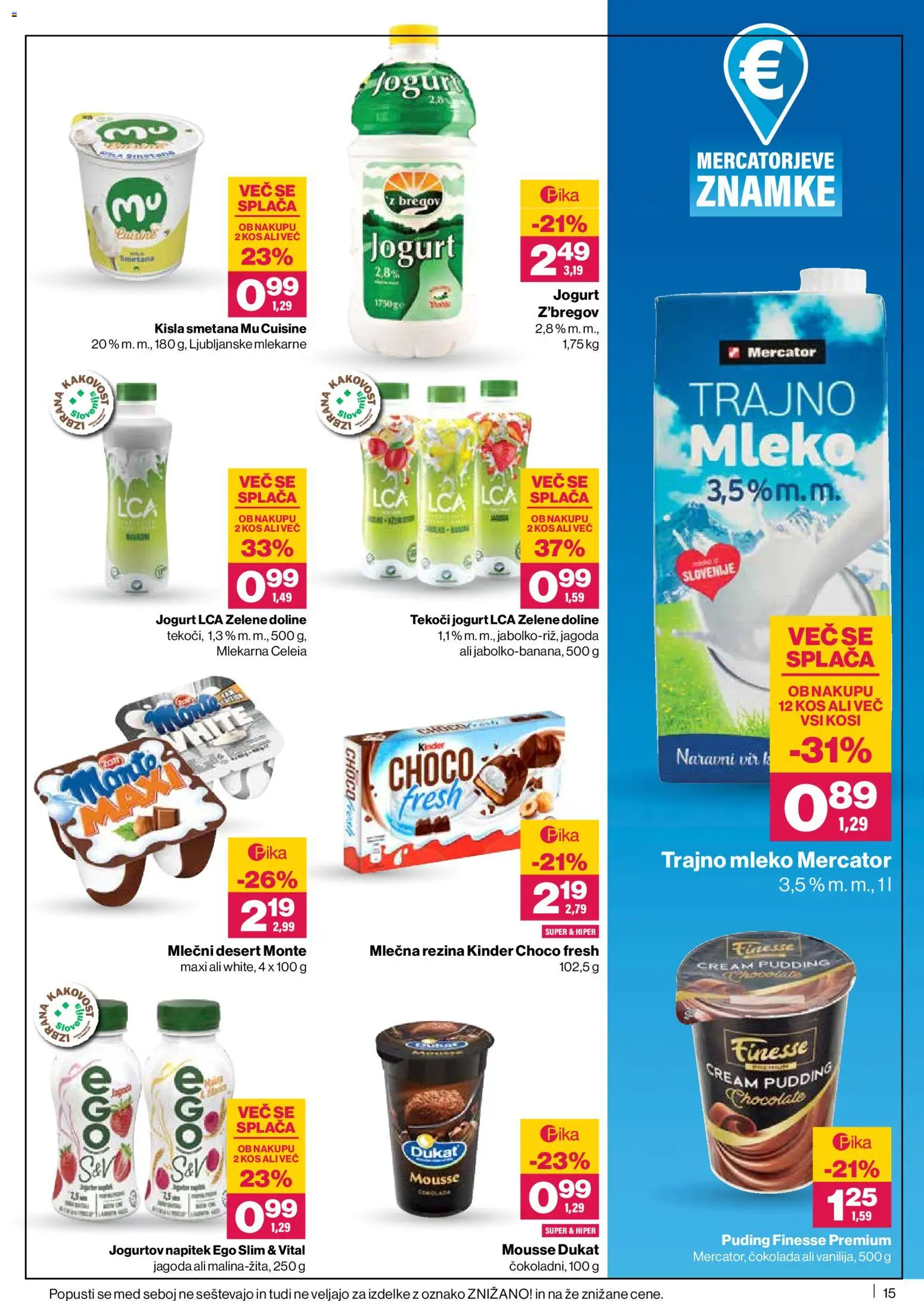 Novi Mercator katalog ponudbe – veljaven od 11.06.2026 | Stran: 15 | Izdelki: Mlečna rezina, Kos, Jogurt, Cokolada