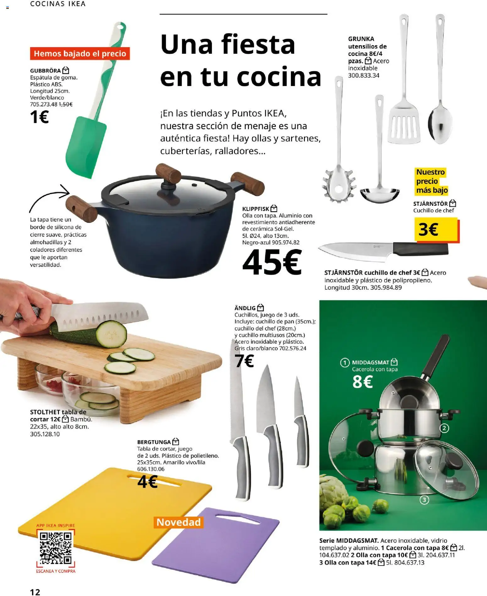 Catálogo IKEA Accesorios y decoración │ válido desde el 01/02/2026 | Página: 12 | Productos: Tabla de cortar, Pan, Ollas, Cocina