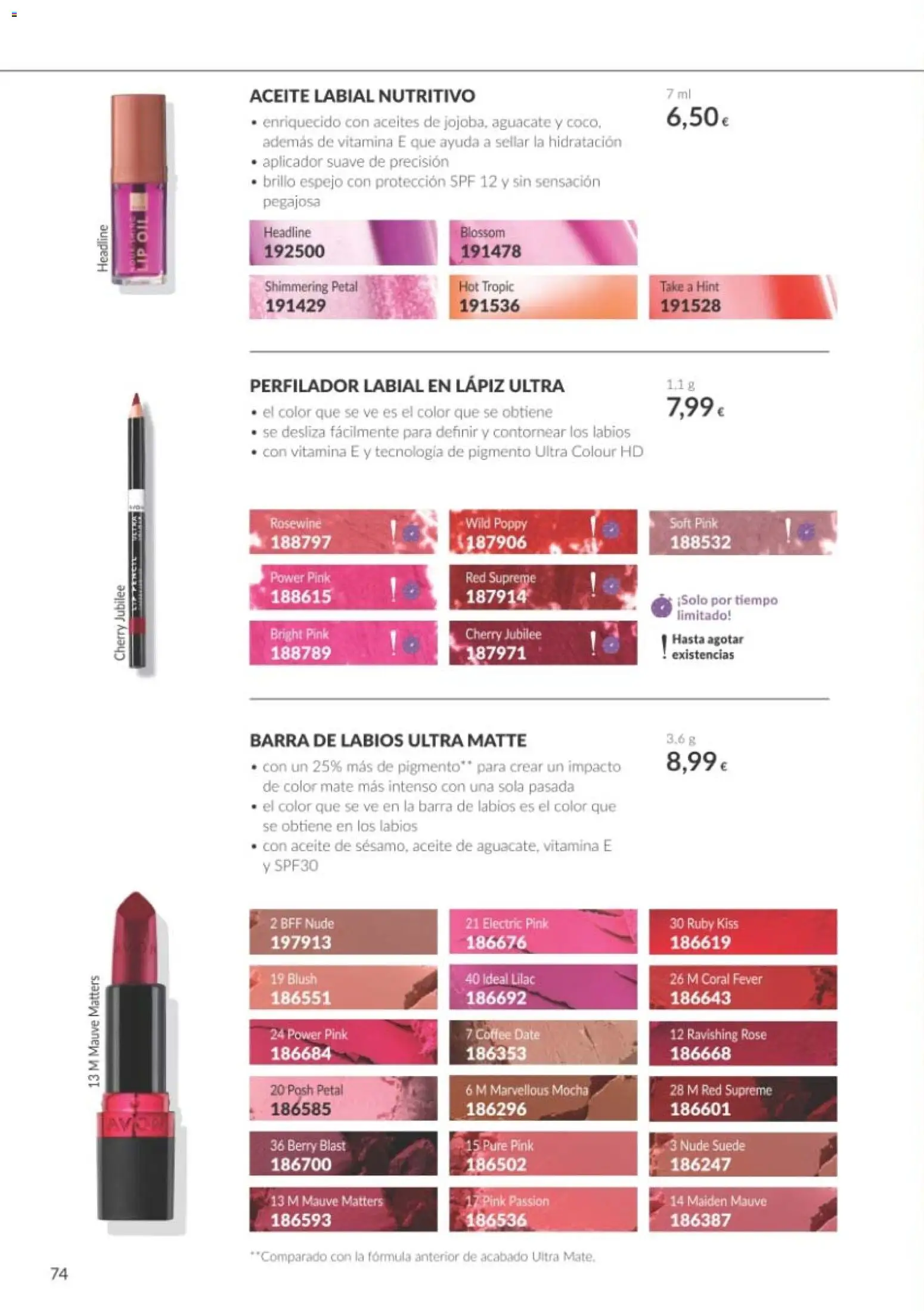 Catálogo AVON Black Friday │ válido desde el 01/11/2026 | Página: 74 | Productos: Aguacate, Puré, Aceite, Barra de labios