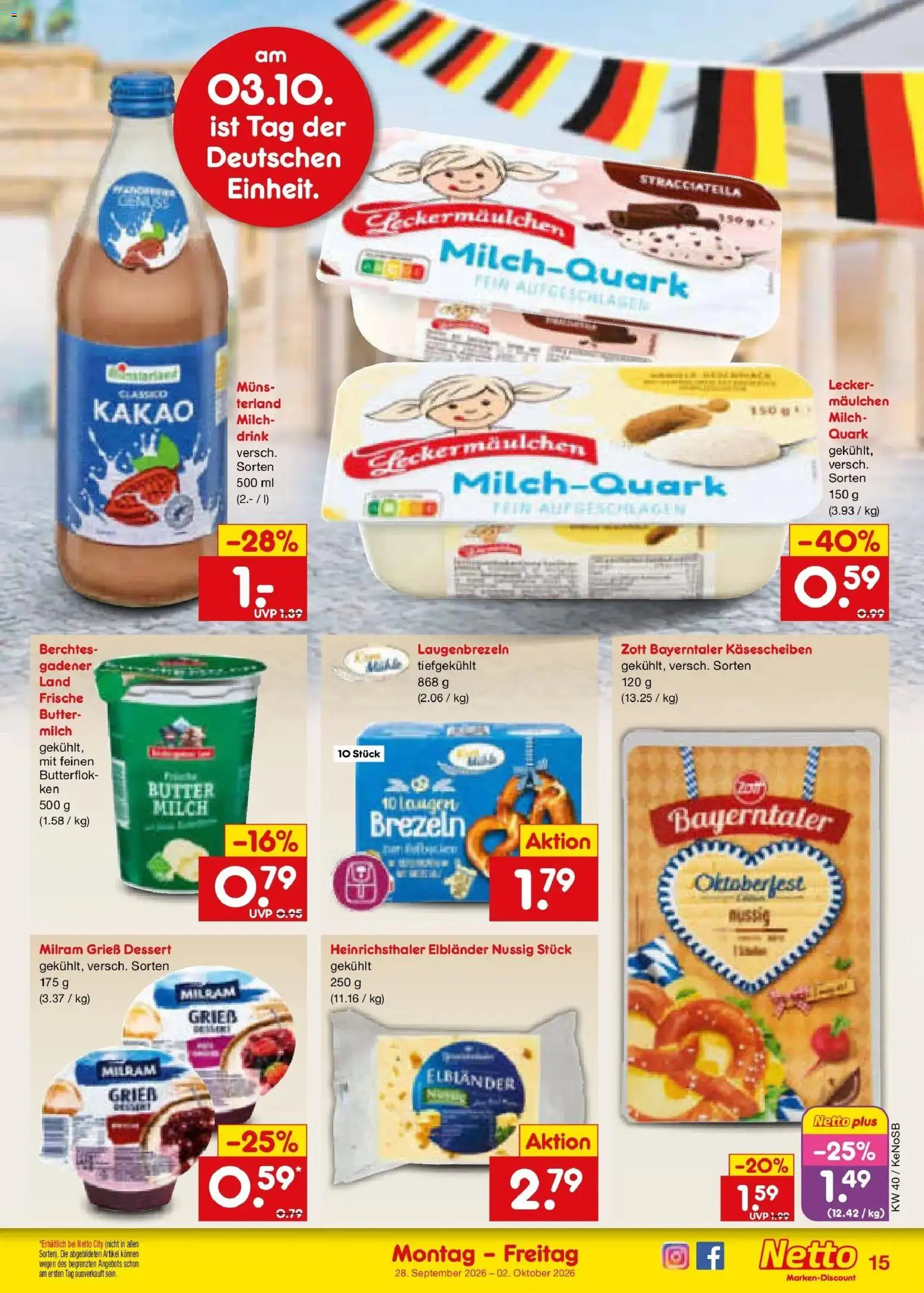 Netto Marken-Discount Prospekt Bonn – gültig ab 28.09.2026 | Seite: 21 | Produkte: Grieß, Milch, Butter, Milram