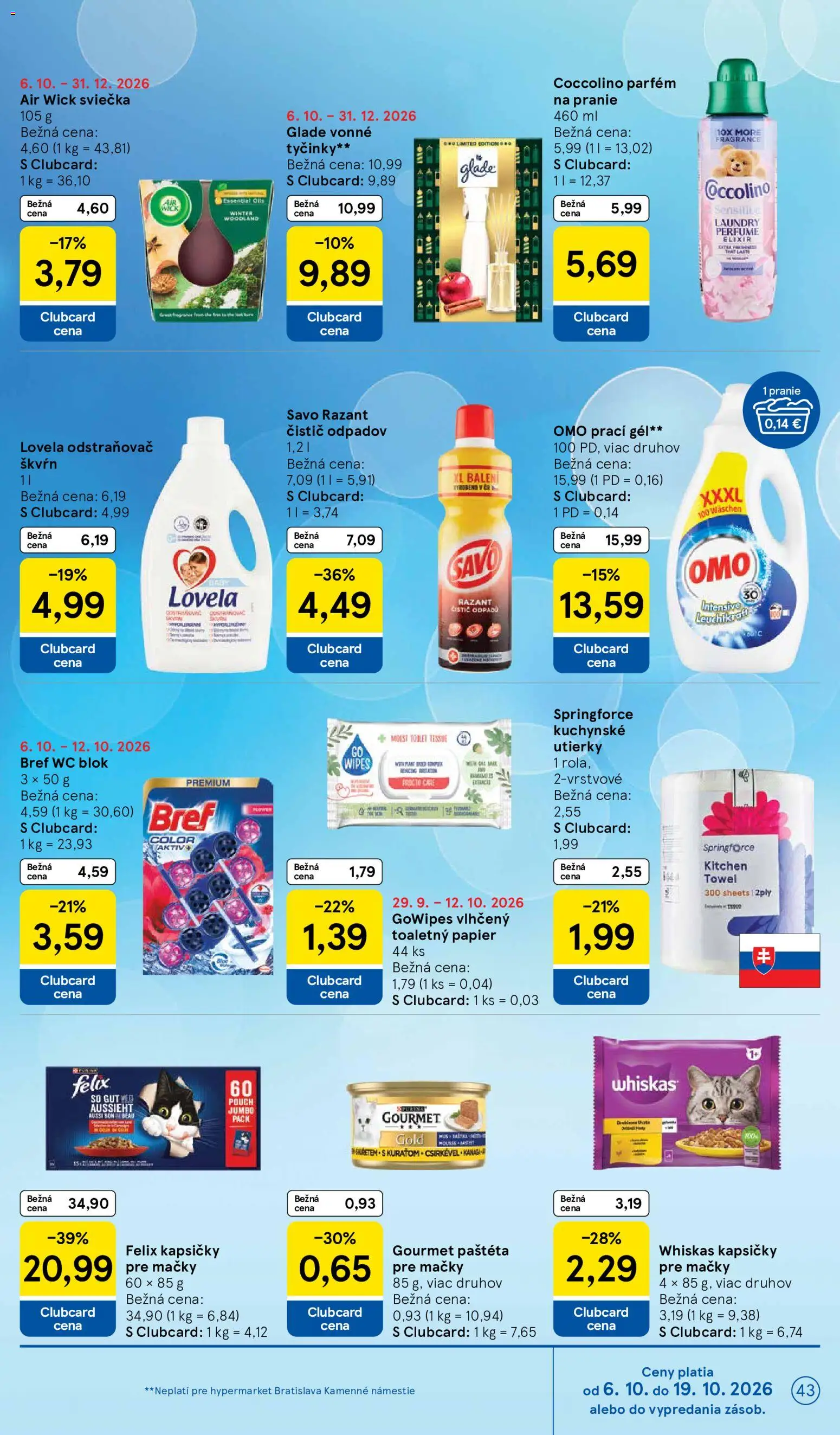 Nové Tesco akcie – leták je platný od 07.10.2026 | Strana: 43 | Produkty: Felix, Prací gél, Kuchynské utierky, Kapsičky