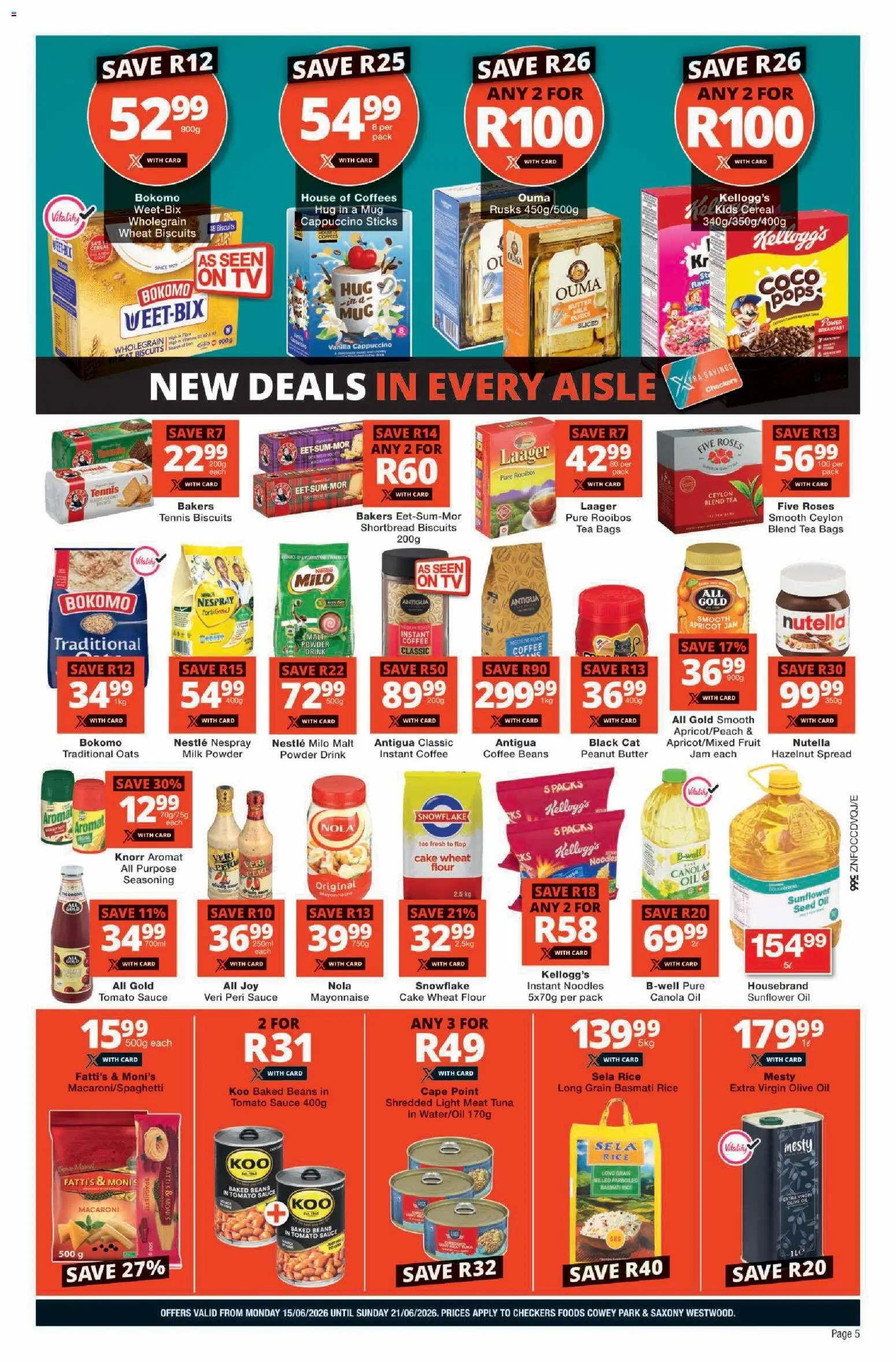 New Checkers catalogue – valid from 15.06.2026 | Page: 5 | Products: Beans, Butter, Oil, Rusks