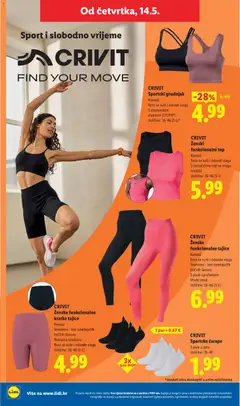 CRIVIT Ženske funkcionalne tajice, Komad. Brzo se suše i odvode vlagu. Seamless - bez ometajućih bočnih šavova. S push-up efektom. Visoki struk. Veličine: 36-46 (S-L) - Pregled kataloga iz trgovine Lidl, vrijedi od 11.05.2026 | Stranica: 40