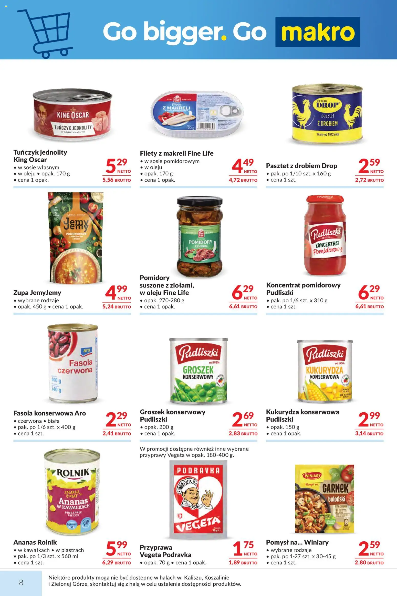 Makro gazetka od 14.04.2026 | Strona: 8 | Produkty: Groszek, Koncentrat pomidorowy, Pomidory suszone, Przyprawy