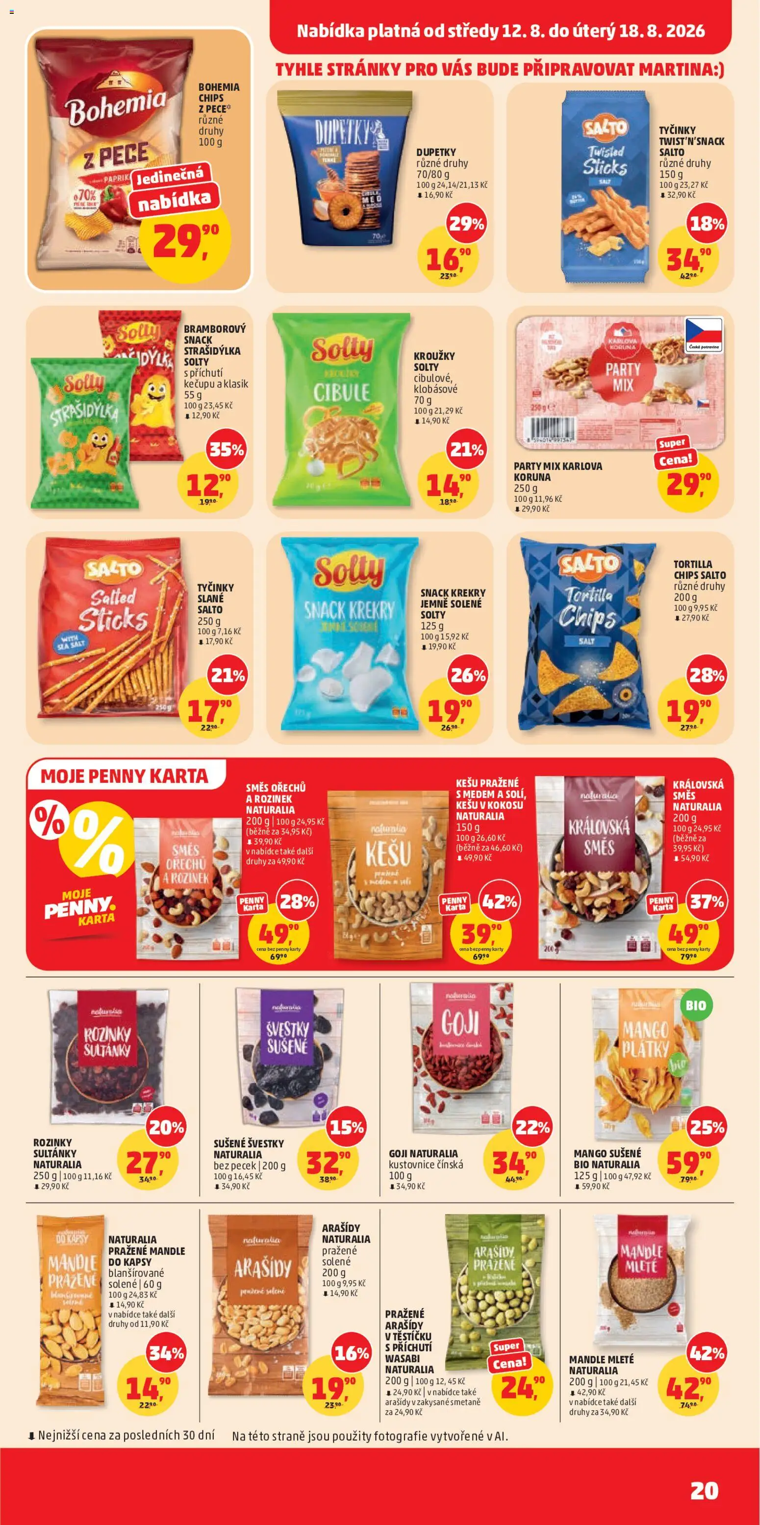 Penny Market leták od 12.08.2026 | Strana: 20 | Produkty: Tortilla chips, Mango, Party mix, Bohemia chips