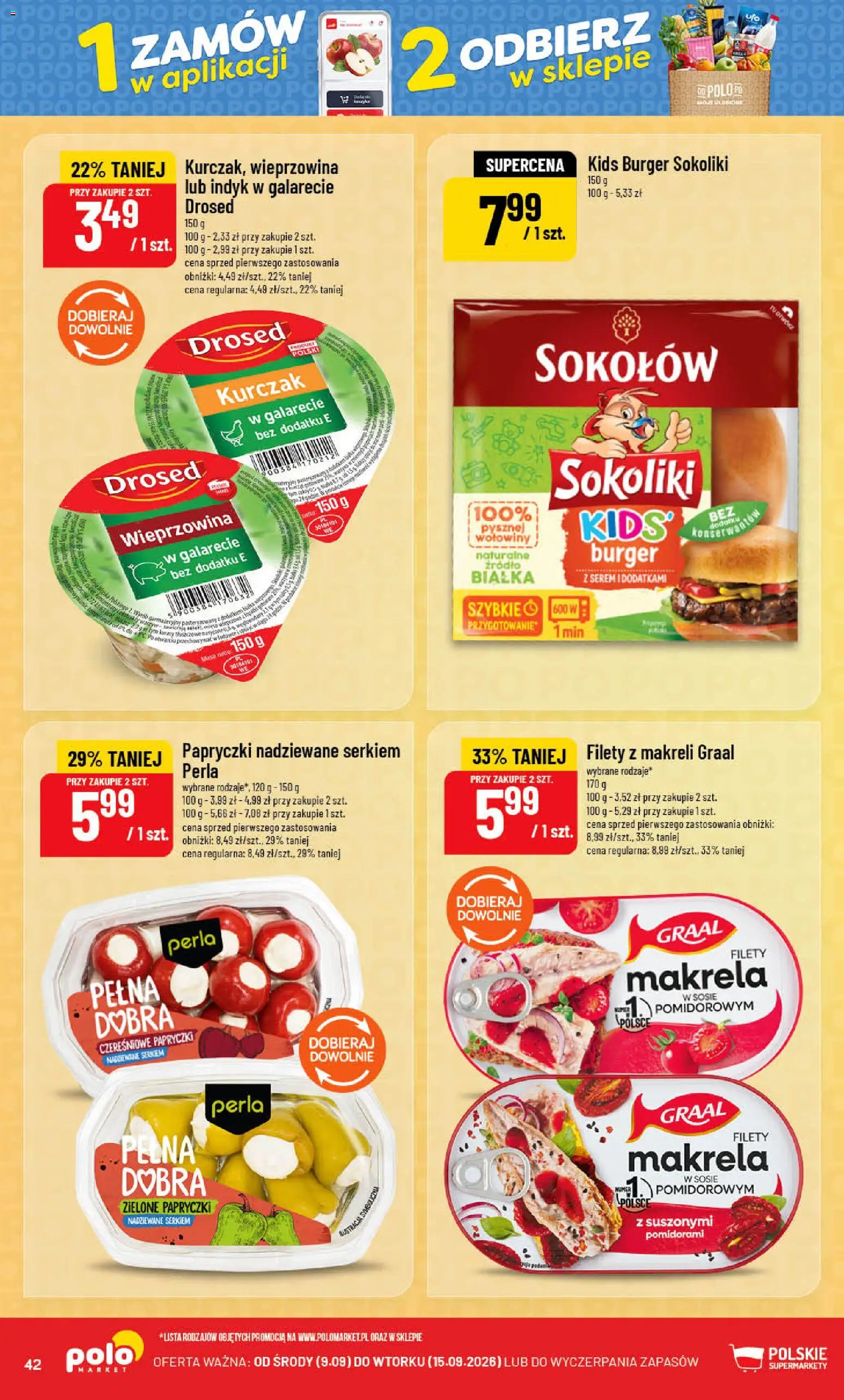 POLOmarket gazetka od 09.09.2026 | Strona: 42 | Produkty: Serem, Kurczak, Indyk, Burger