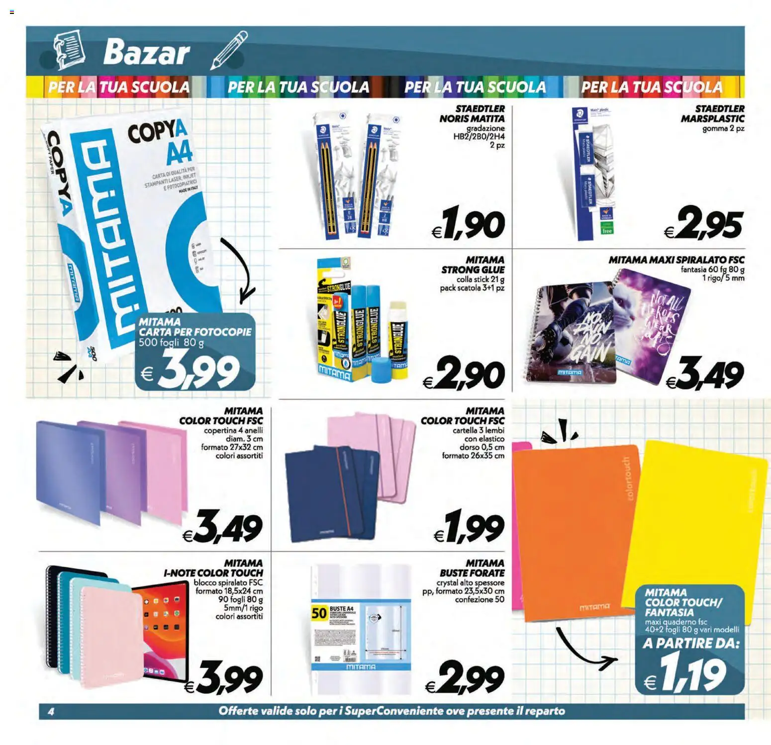 Volantino SuperConveniente del 01/09/2026 | Pagina: 29 | Prodotti: Colla, Quaderno, Scatola