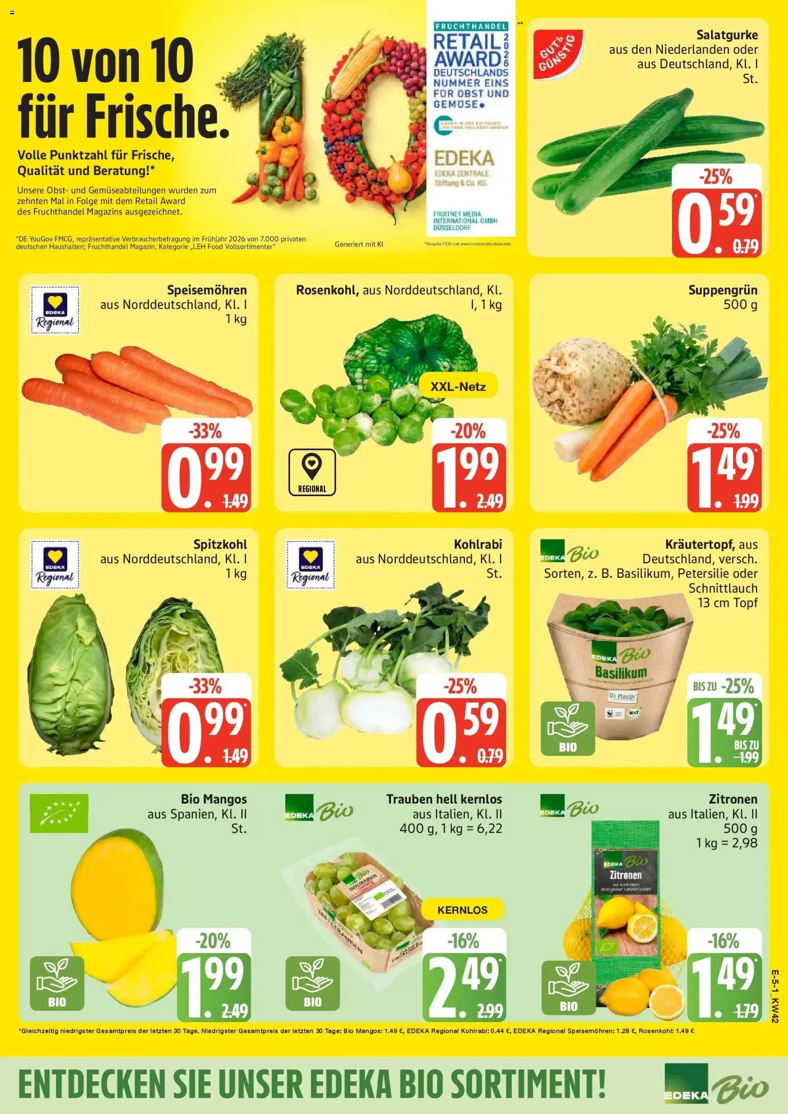Edeka Prospekt Rostock (ab 12.10.2026) » Angebote Online | Seite: 8 | Produkte: Trauben, Kohlrabi, Petersilie, Zitronen