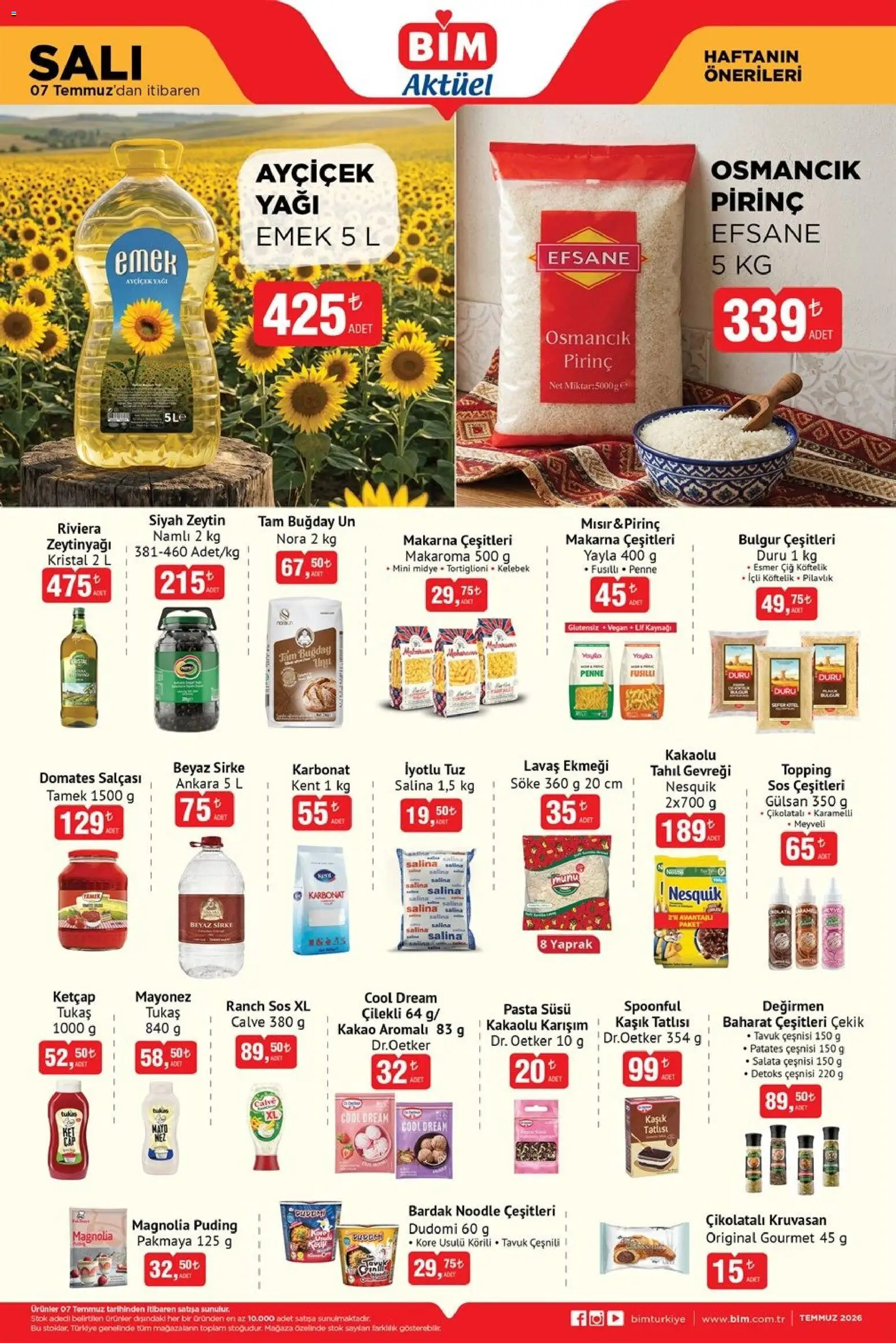 BİM - Katalog Salı - 07 Temmuz 2026 tarihinden itibaren geçerlidir | Sayfa: 2 | Ürünler: Ranch sos, Makarna, Ketçap, Salata