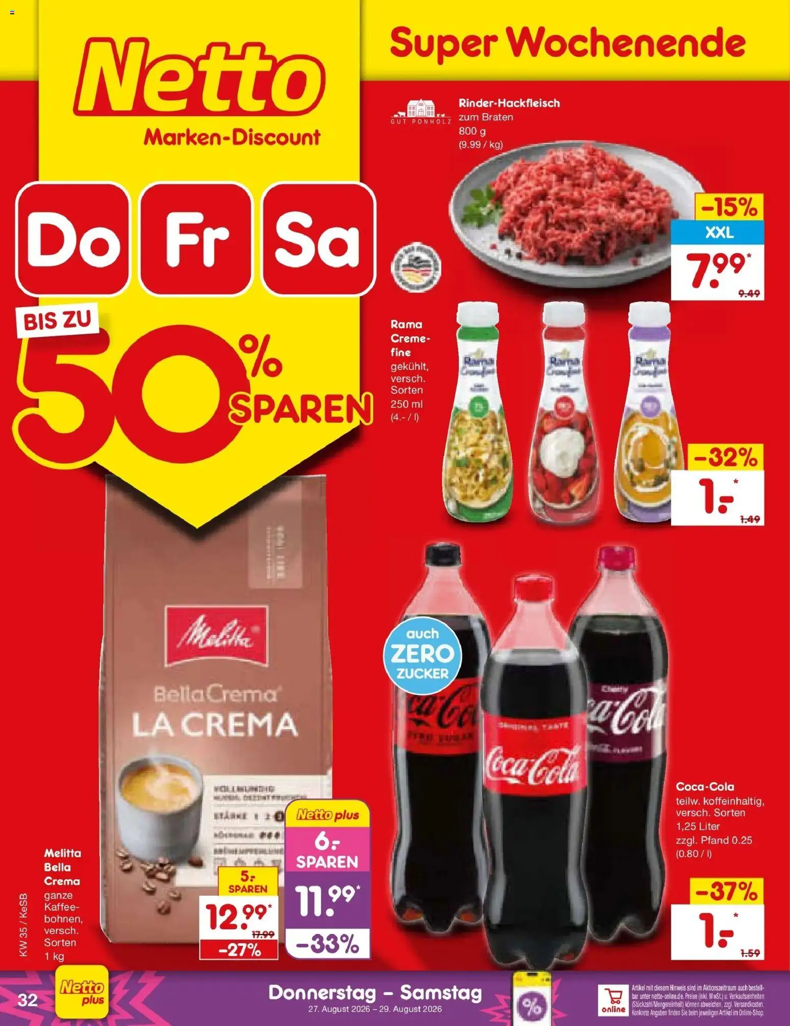 Netto Marken-Discount Prospekt Koblenz (ab 24.08.2026) » Angebote | Seite: 46 | Produkte: Melitta, Coca cola, Kaffee, Creme