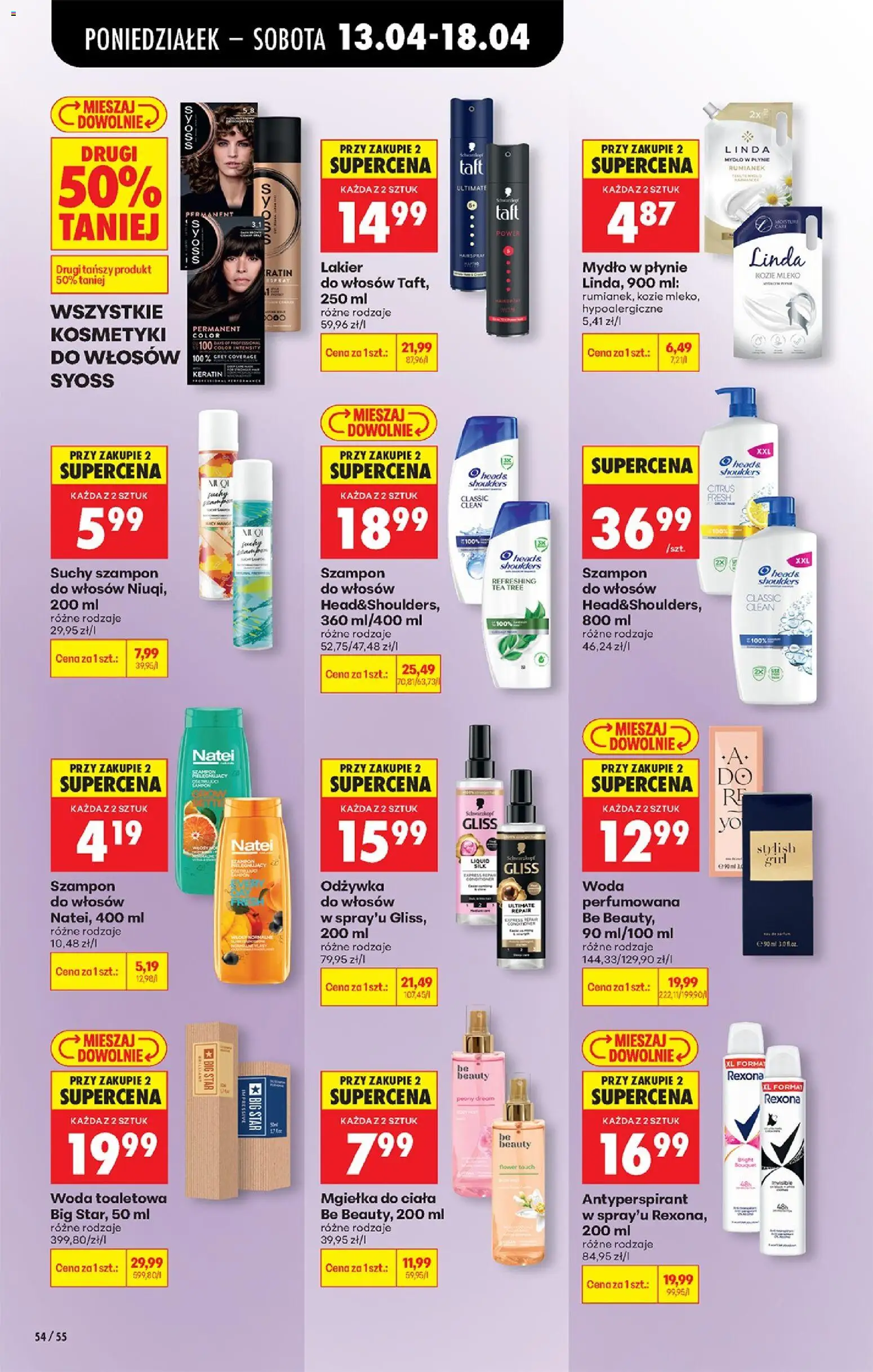 Biedronka Polsko leták od 13.04.2026 | Strana: 68 | Produkty: Syoss, Mýdlo, Mléko, Rexona