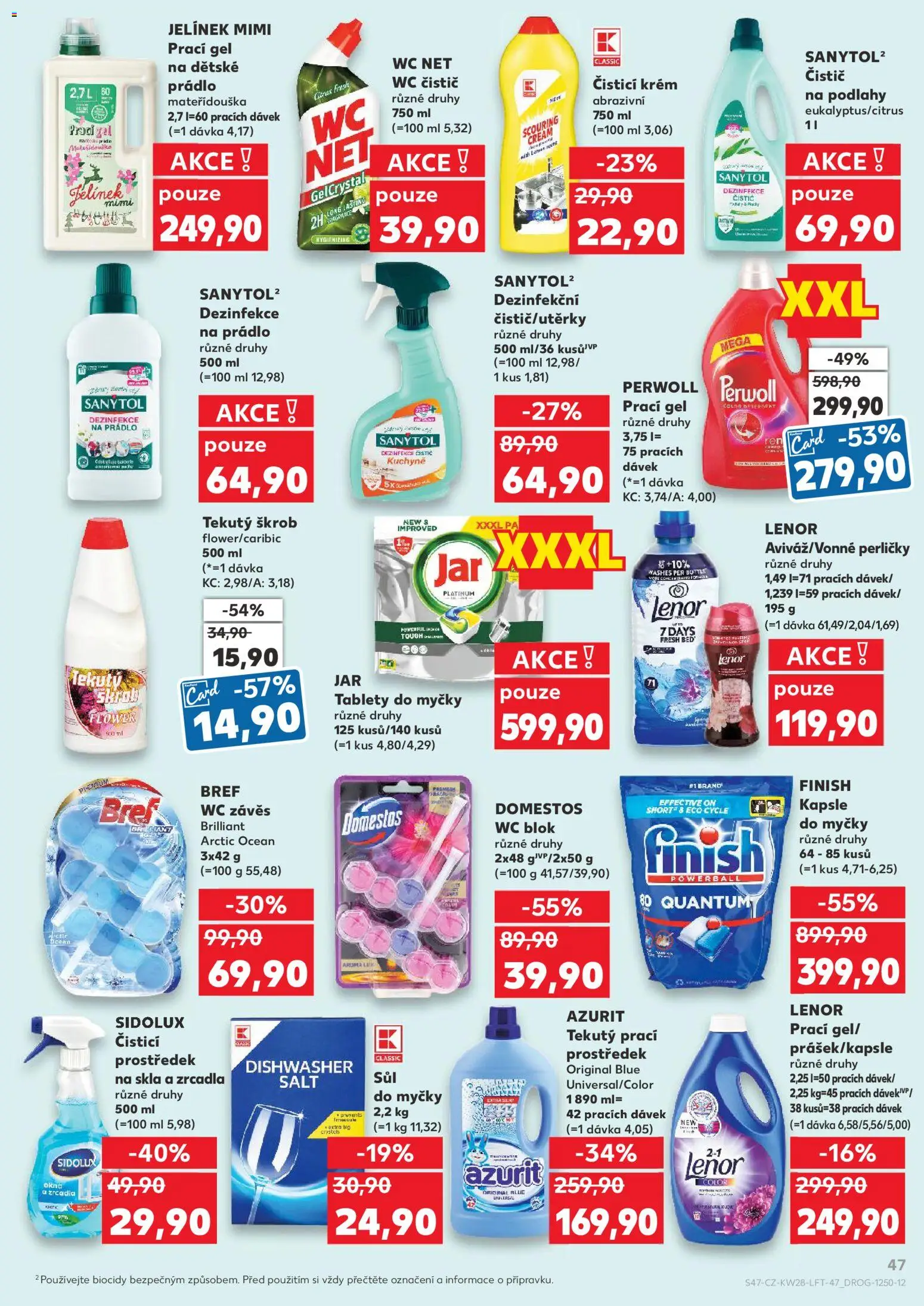 Kaufland leták - Plzeň Bory od 08.07.2026 | Strana: 47 | Produkty: Krém, Kapsle do myčky, Domestos, Sidolux