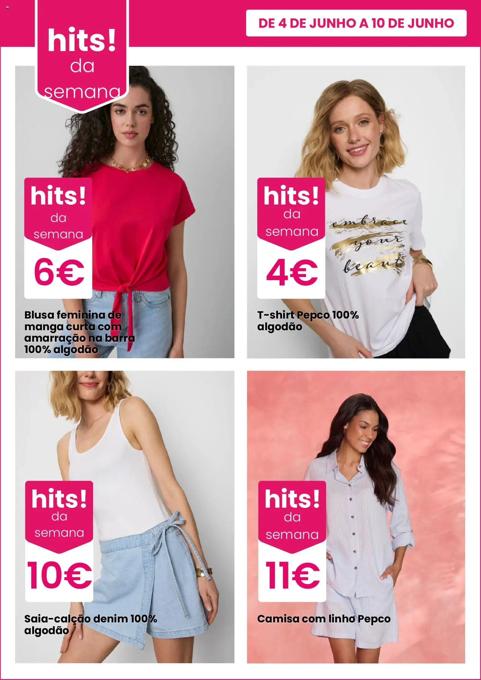 Pepco folheto │ válido de 04.06.2026 | Página: 4 | Produtos: Algodão, Camisa, Blusa