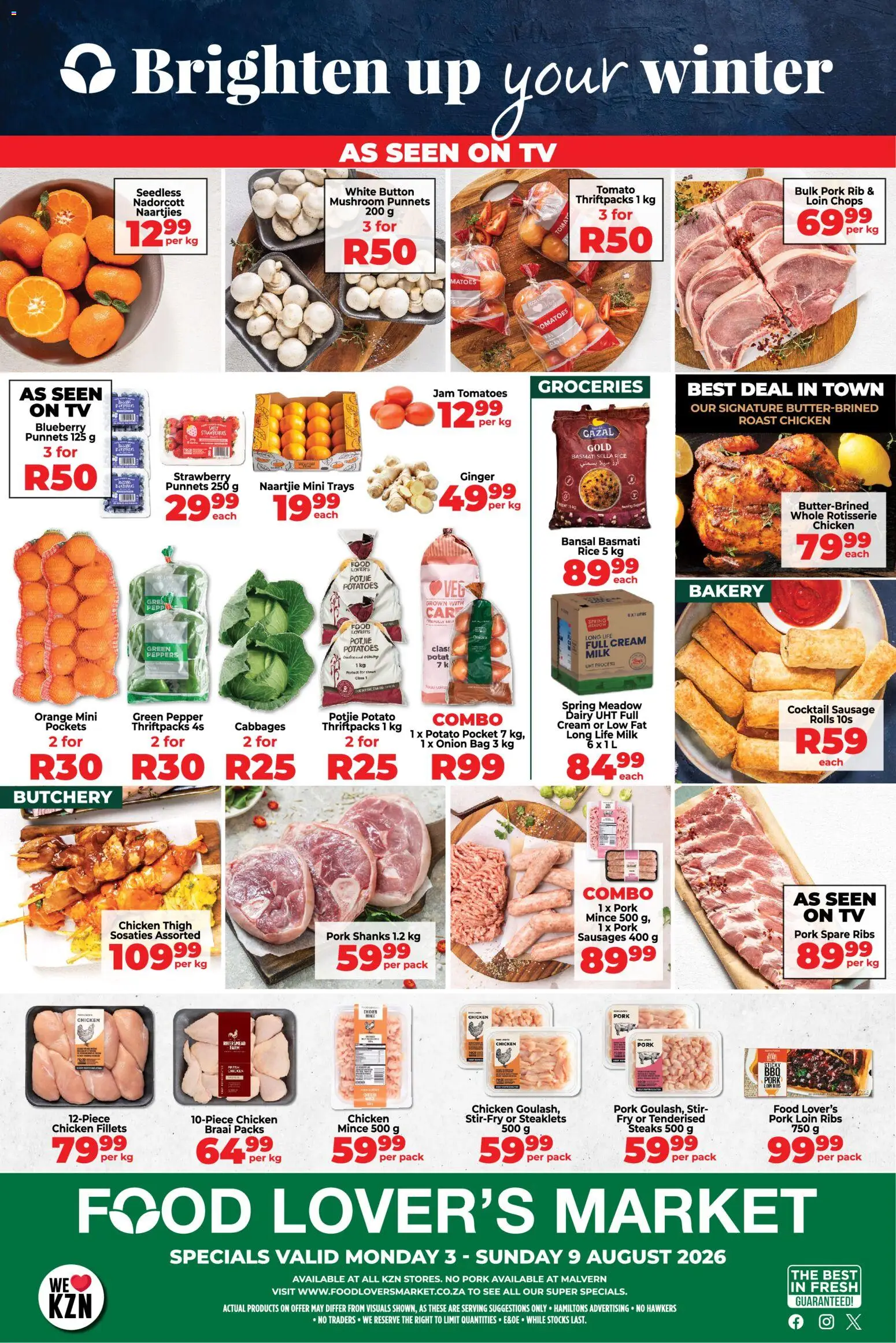 New Food Lover's Market catalogue – valid from 03/08/2026 | Page: 1 | Products: Bakery, TV, Ribs, Peach