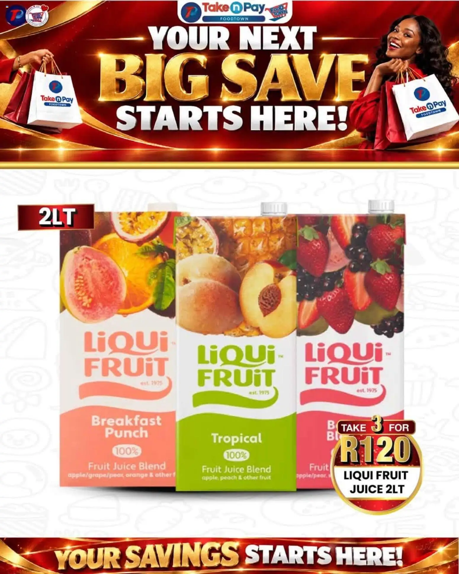 New Take n Pay catalogue – valid from 12/10/2026 | Page: 3 | Products: Breakfast, Juice, Fruit, Peach