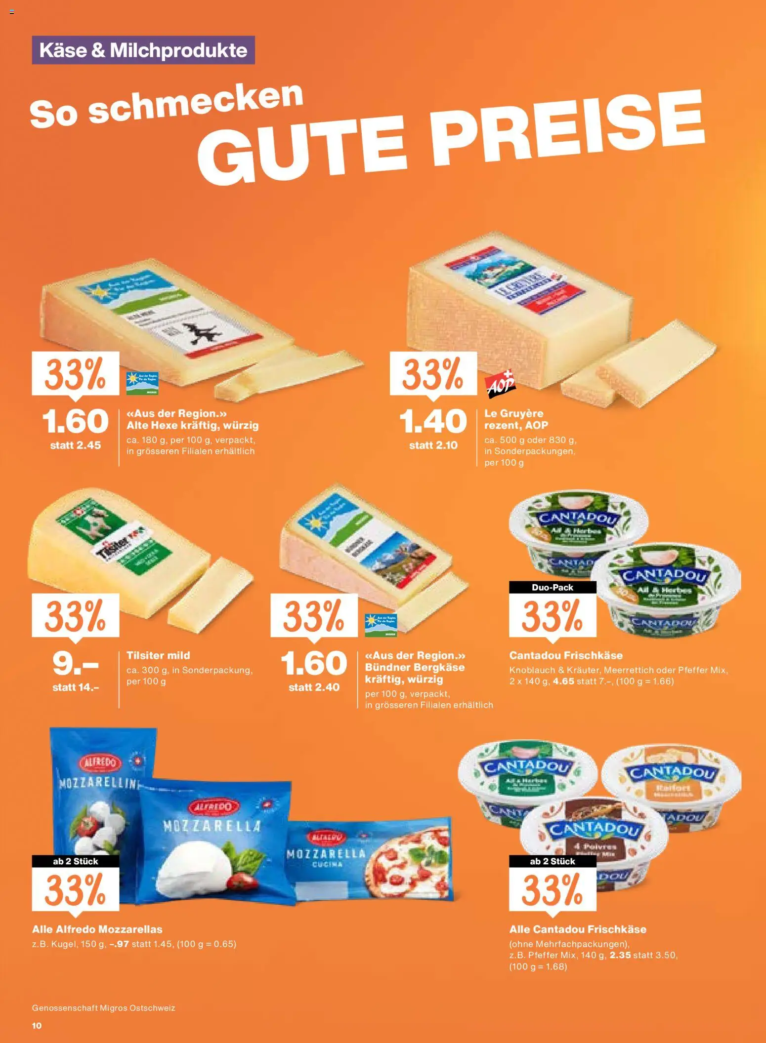Migros aktionen – gültig ab 03.09.2026 | Seite: 10 | Produkte: Frischkäse, Käse, Knoblauch, Pfeffer
