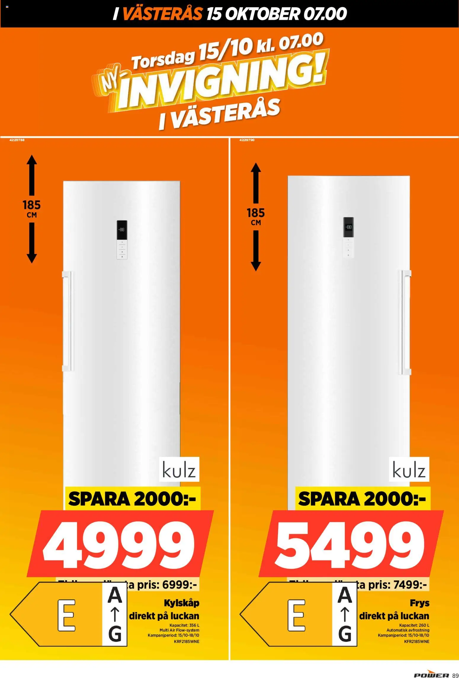 Power reklamblad aktuell från 15/10/2026 | Sida: 89 | Produkter: Kylskåp, Frys
