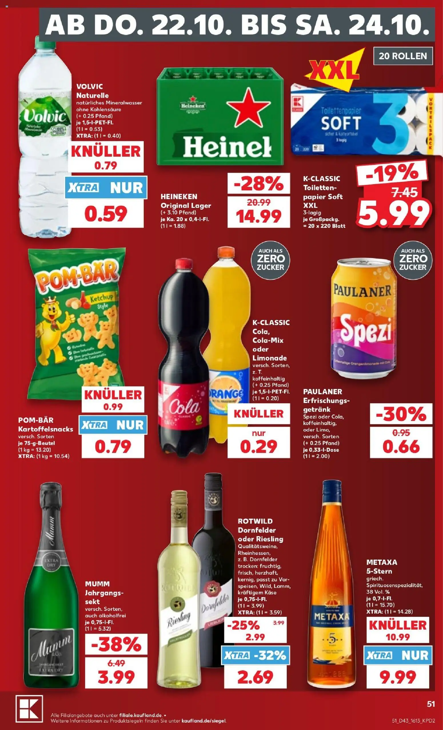 Kaufland Prospekt Hannover – gültig ab 19.10.2026 | Seite: 51 | Produkte: Sekt, Mineralwasser, Heineken, Volvic