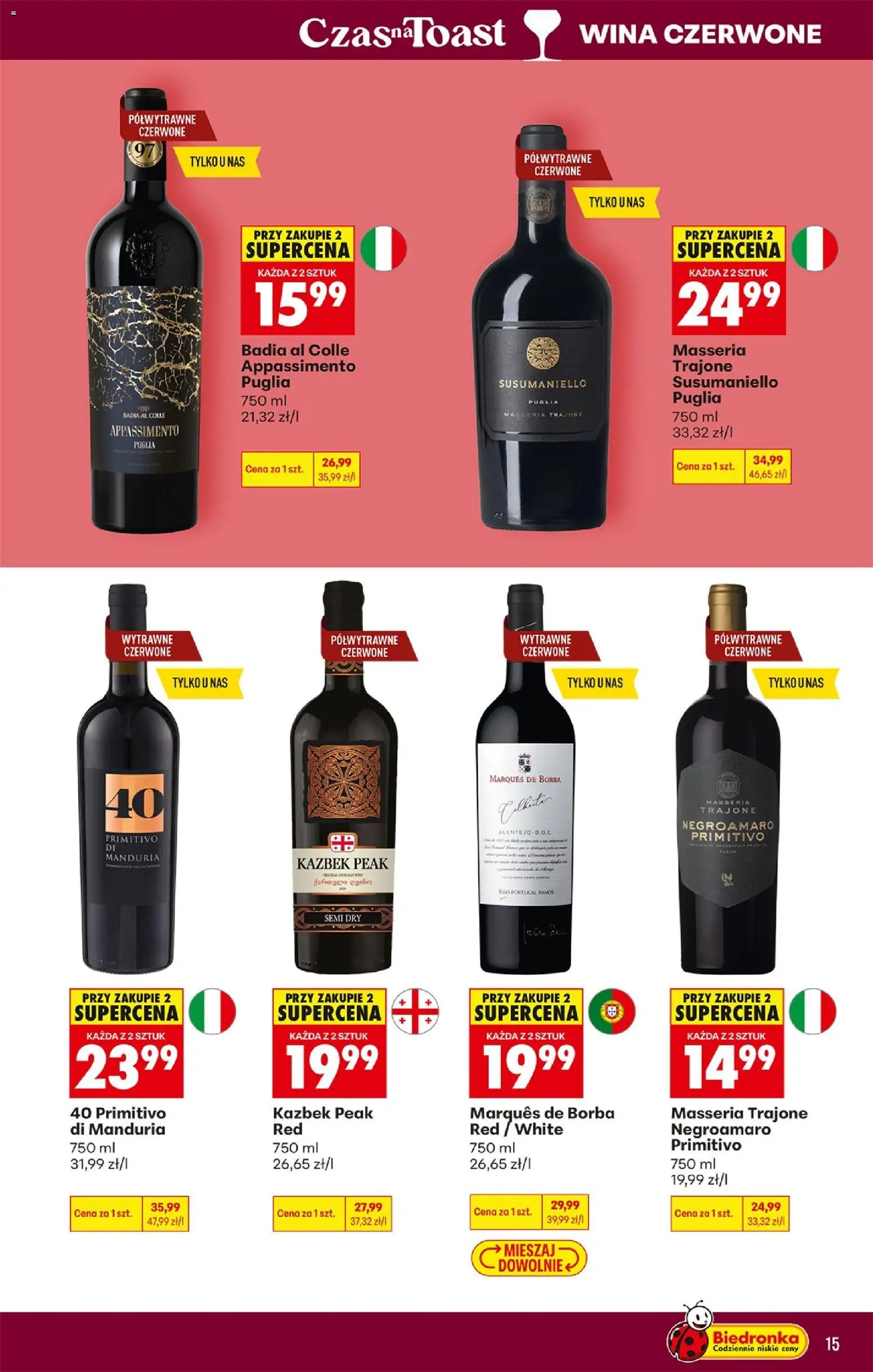 Biedronka Polsko leták - Czas na toast od 27.07.2026 | Strana: 15 | Produkty: Primitivo