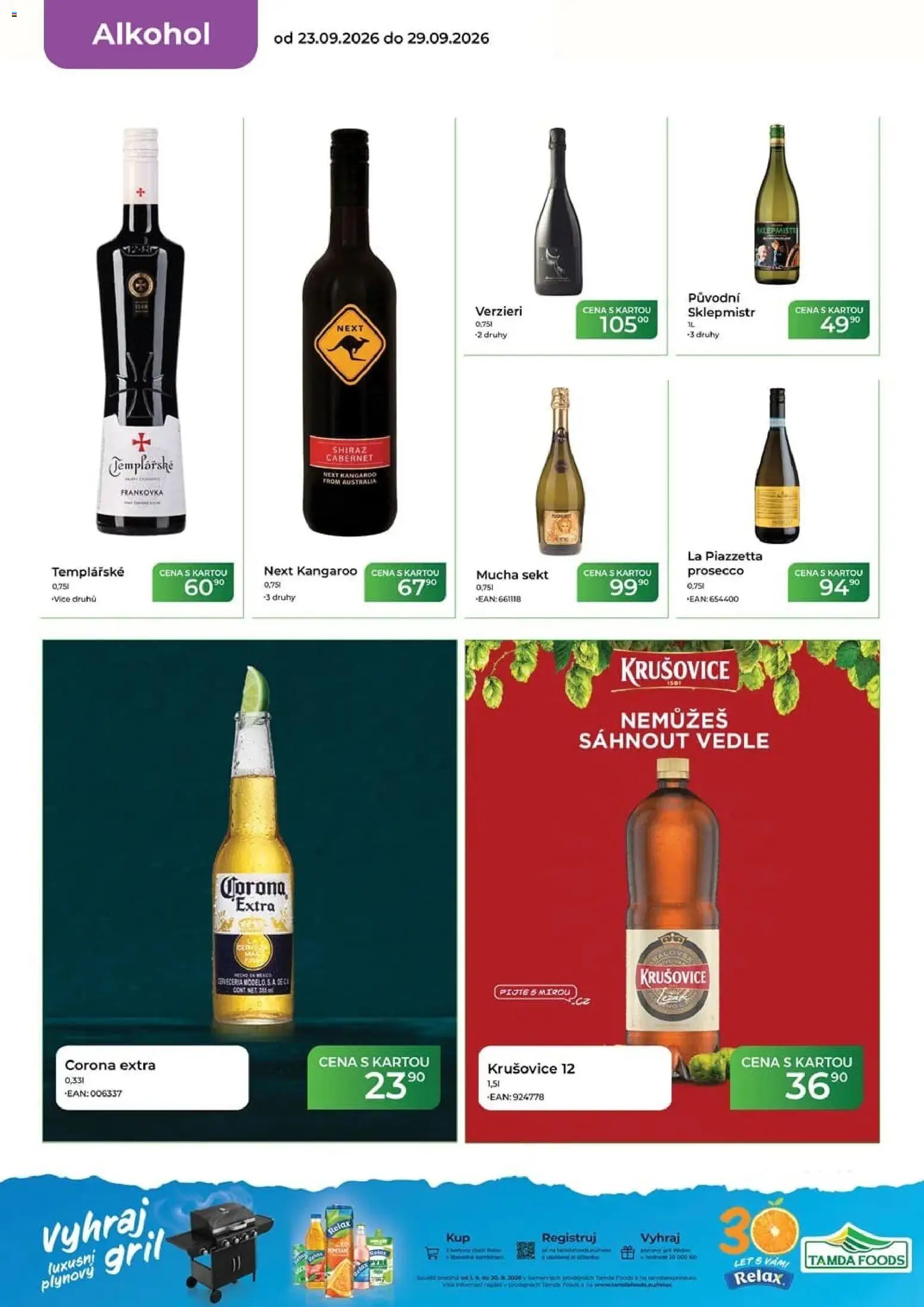 Tamda Foods leták od 23.09.2026 | Strana: 14 | Produkty: Sklepmistr, Krušovice, Corona Extra, Alkohol