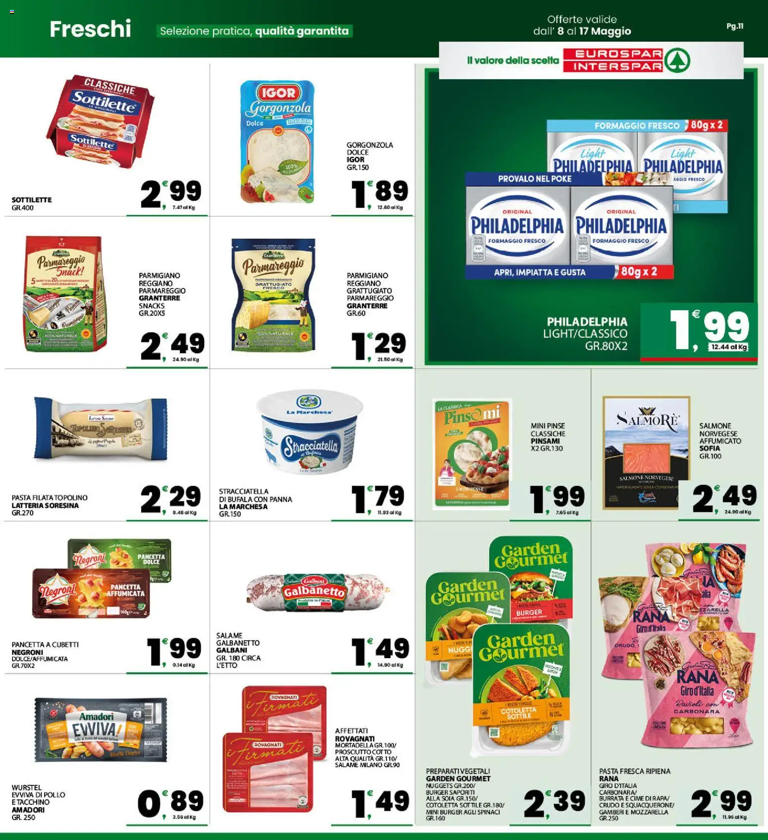 Volantino Eurospar del 08.05.2026 | Pagina: 11 | Prodotti: Prosciutto Cotto, Salame, Pancetta, Nuggets