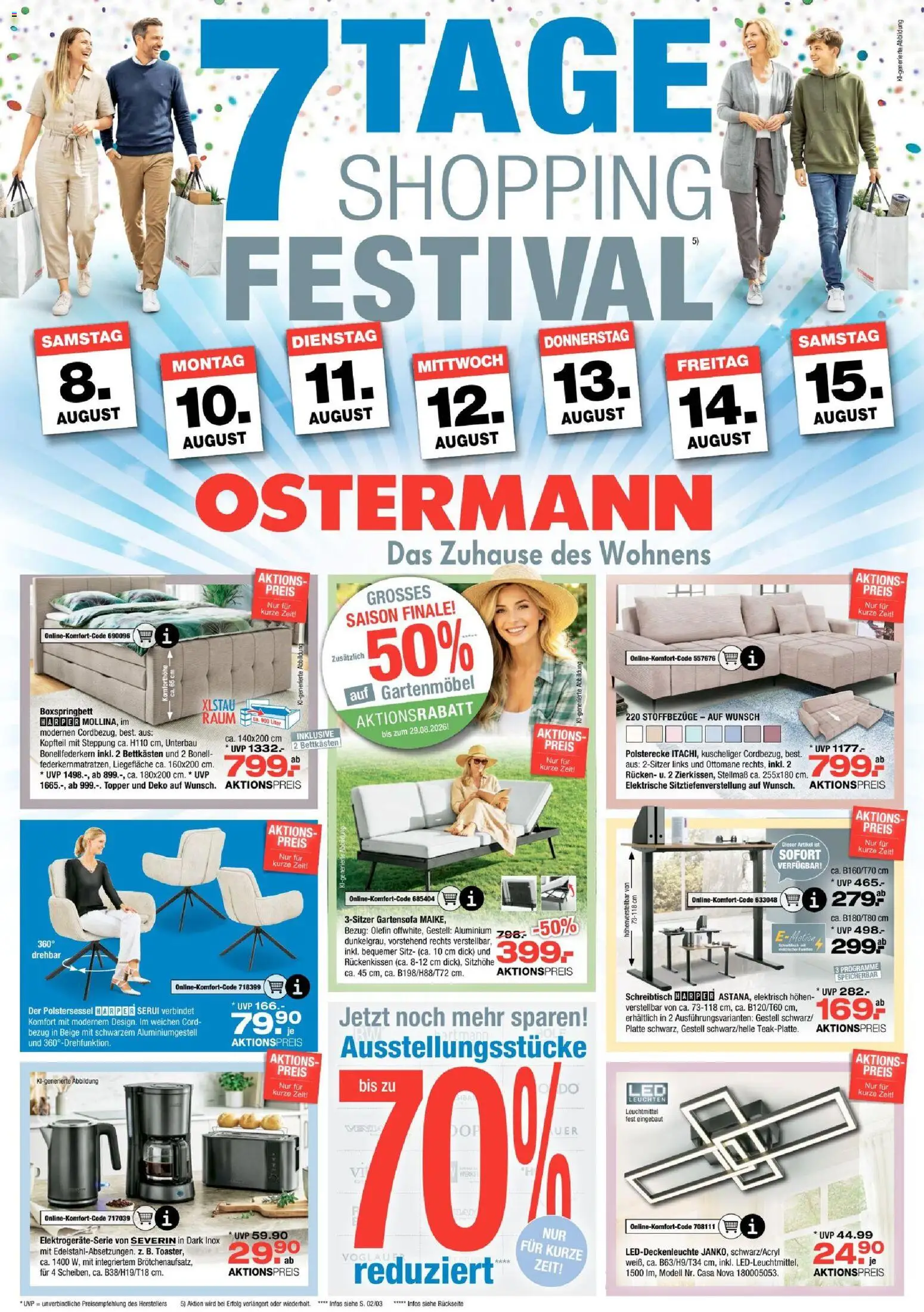 Ostermann Prospekt – gültig ab 08.08.2026 | Seite: 1 | Produkte: Boxspringbett, Topper, Gartenmöbel