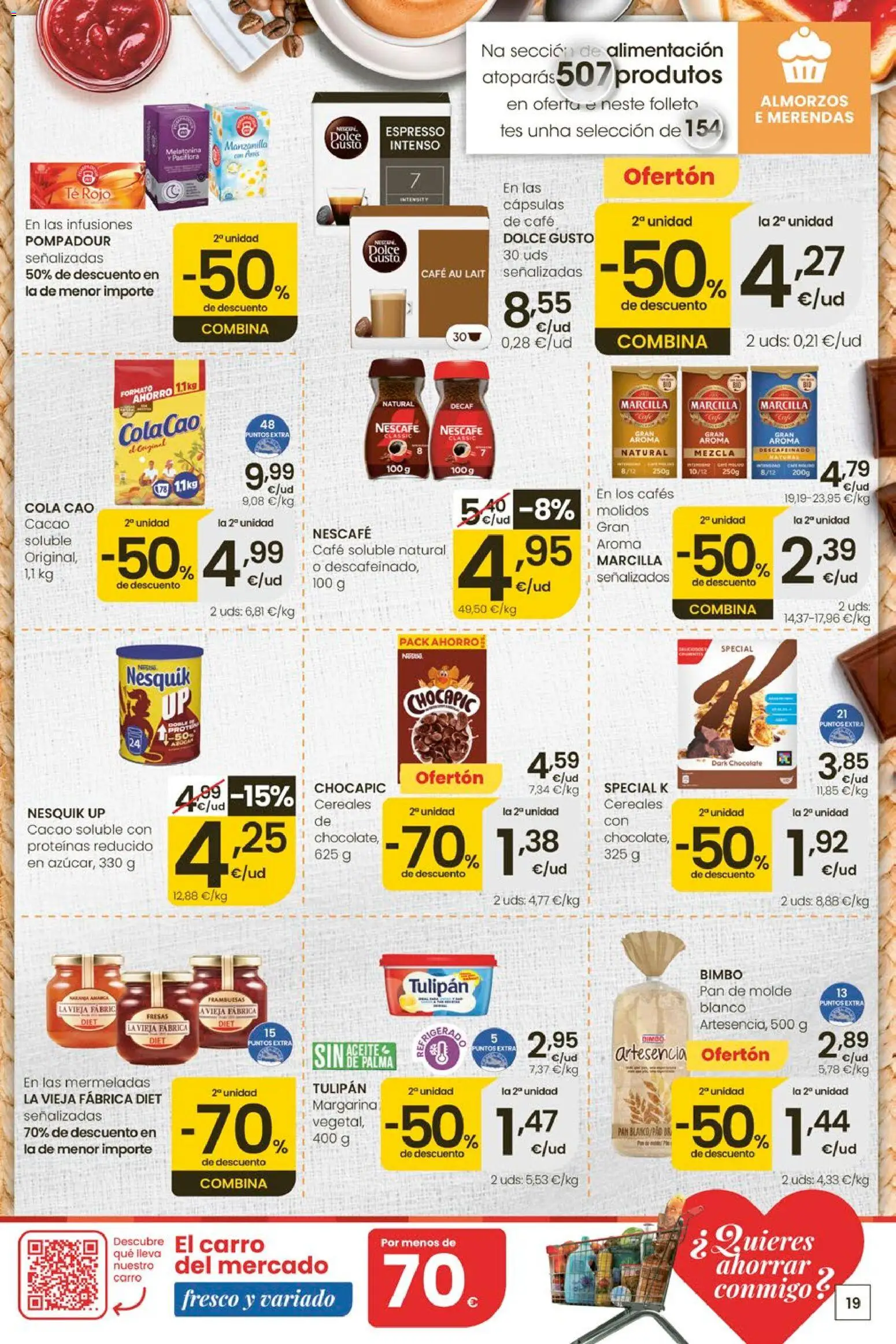 Eroski Ofertóns de verán │ válido desde el 28.05.2026 | Página: 19 | Productos: Café, Pan de molde, Margarina, Μηχανή καφέ