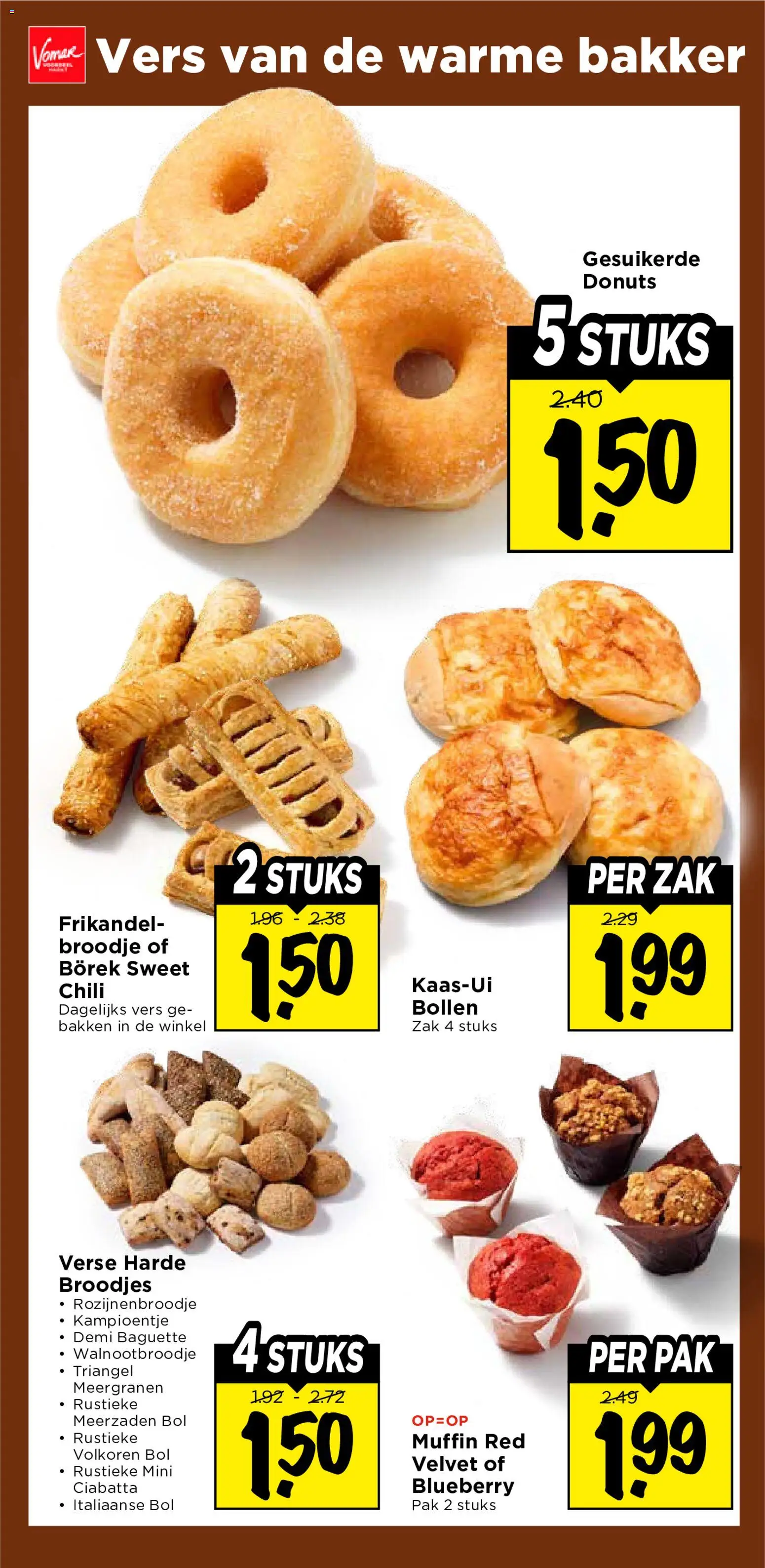 {H1} | Pagina: 16 | Producten: Donuts, Baguette, Zak, Broodjes