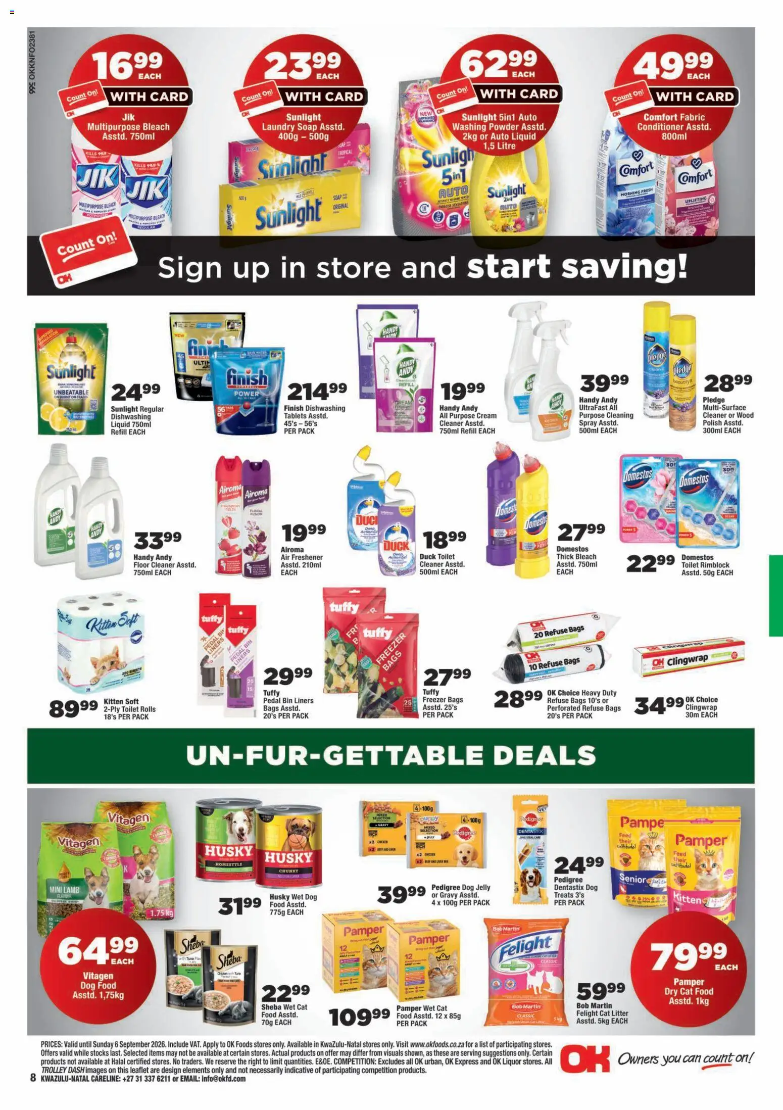 New OK Foods catalogue – valid from 25/08/2026 | Page: 8 | Products: Air freshener, Conditioner, Cream, Refuse bags