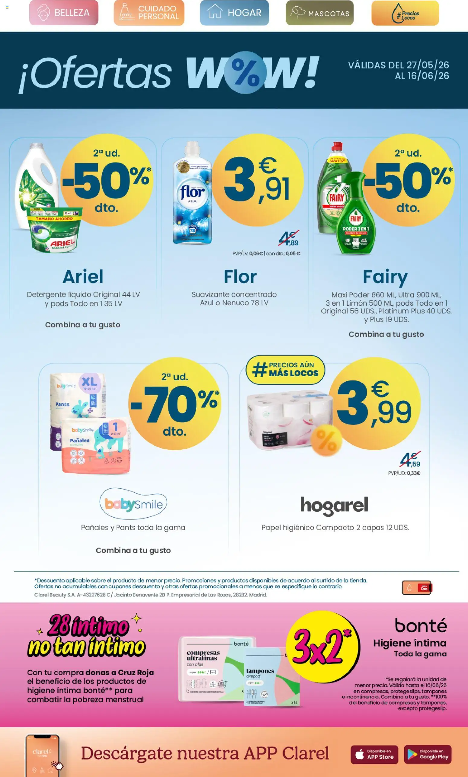Clarel - folleto │ válido desde el 27.05.2026 | Página: 19 | Productos: Βαλσάμικο ξύδι, Tampones, Detergente líquido, Suavizante