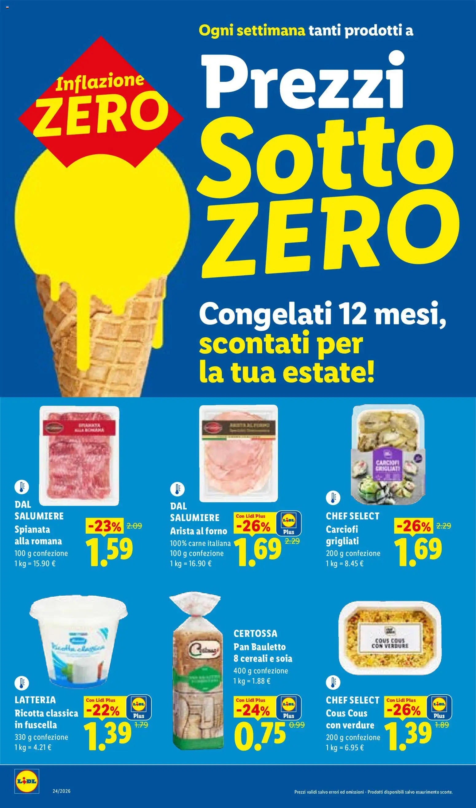 Volantino Lidl del 11.06.2026 | Pagina: 8 | Prodotti: Verdure, Carciofi, Cous cous, Ricotta