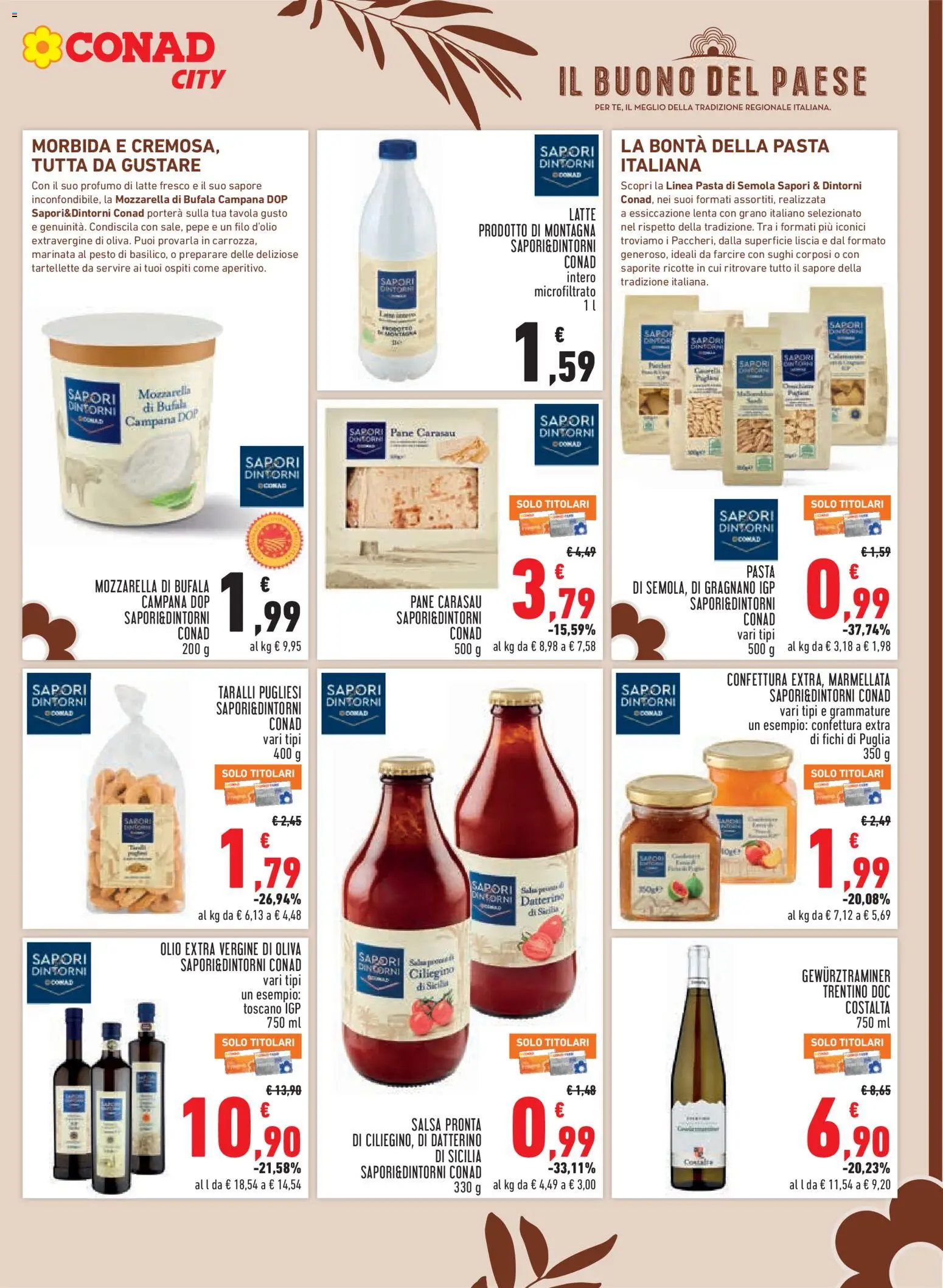 Volantino Conad del 02/07/2026 | Pagina: 9 | Prodotti: Latte, Olio, Pasta, Olio extra vergine