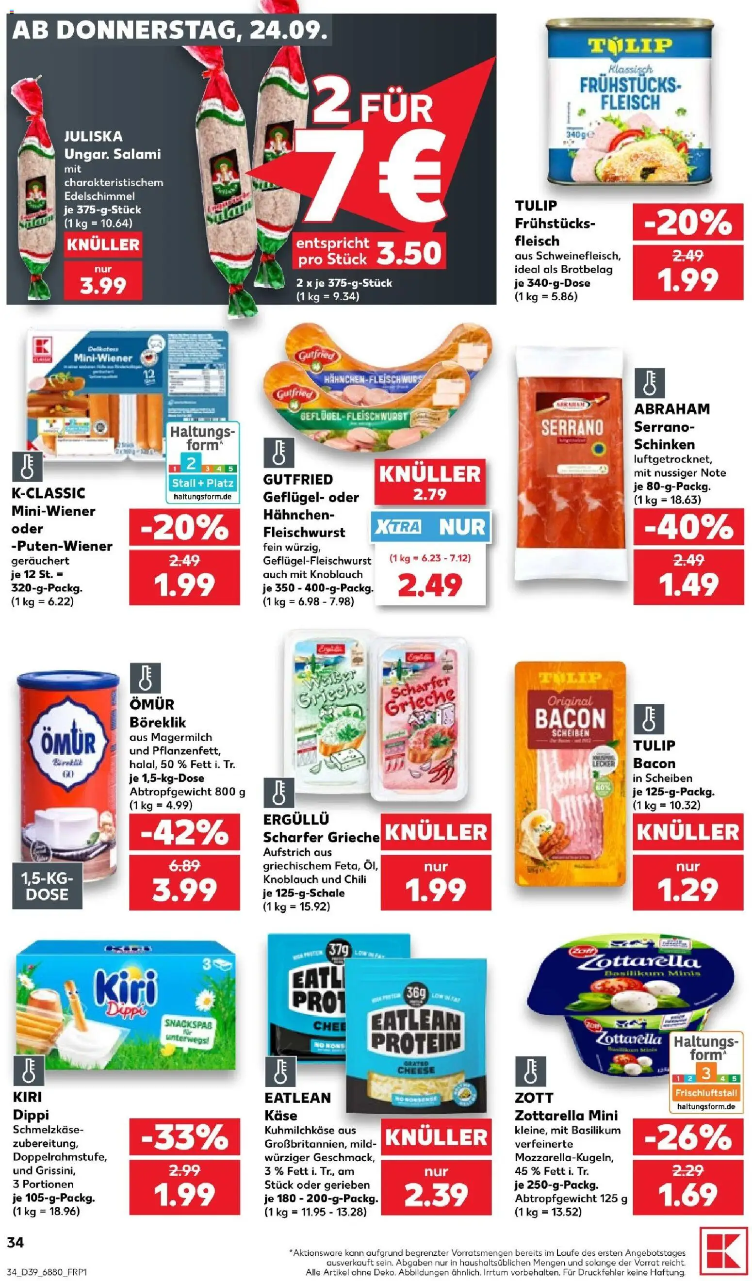 Kaufland Prospekt Völklingen – gültig ab 24.09.2026 | Seite: 34 | Produkte: Hahnchen, Käse, Knoblauch, Schinken